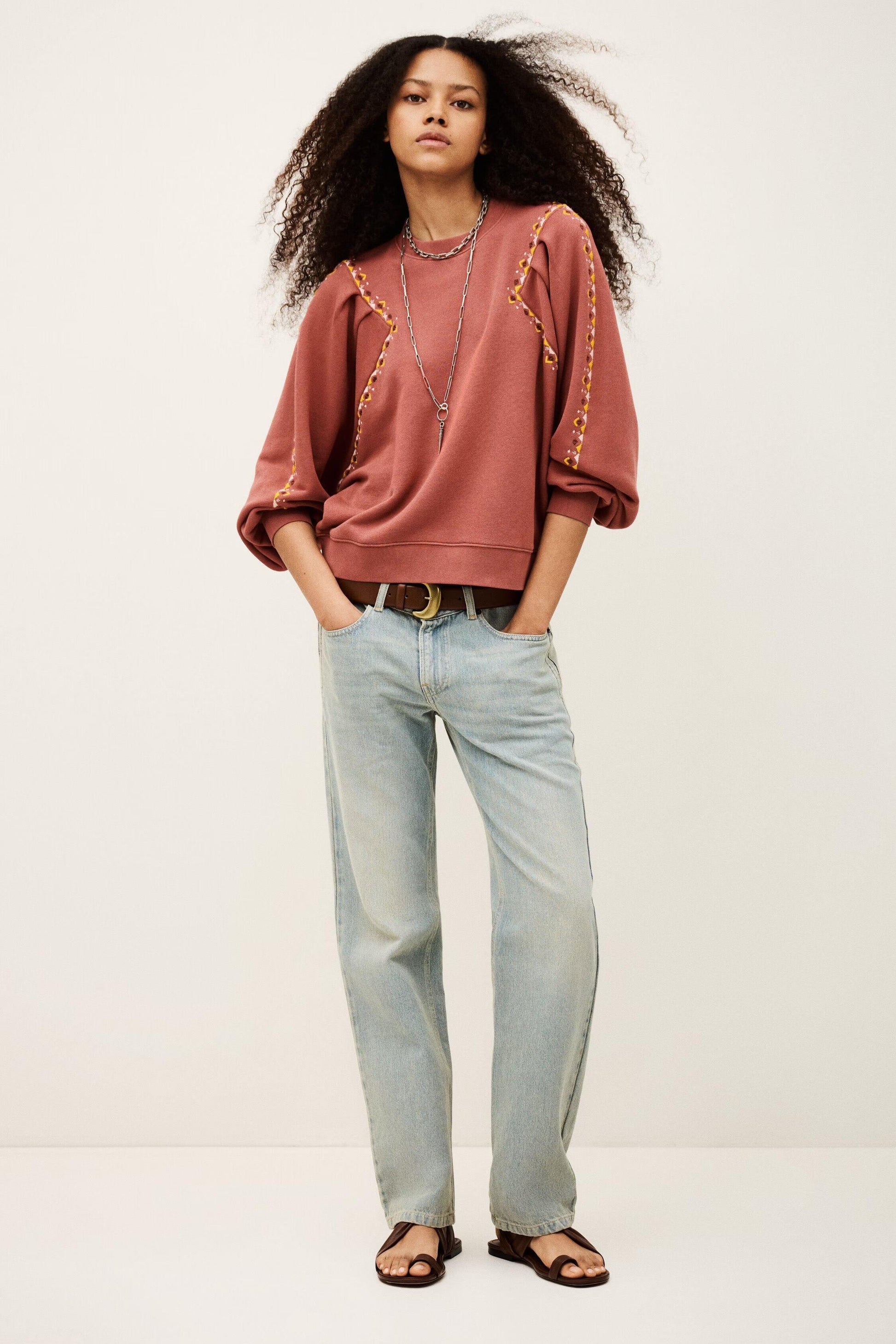ba&sh Embroidered Sweatshirt Mesta Pink