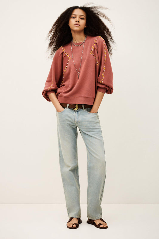 ba&sh Embroidered Sweatshirt Mesta Pink