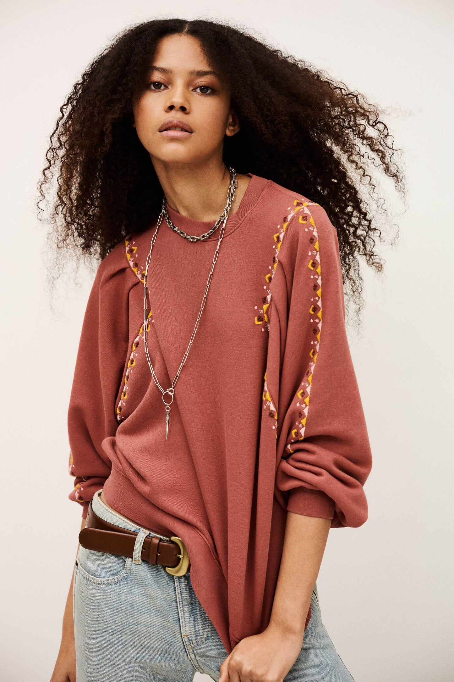 ba&sh Embroidered Sweatshirt Mesta Pink