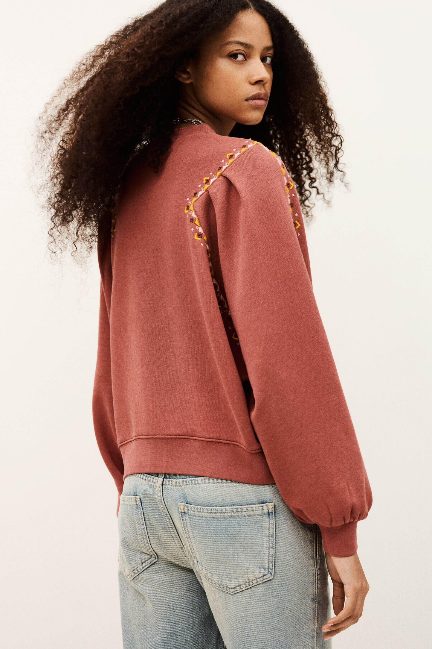 ba&sh Embroidered Sweatshirt Mesta Pink