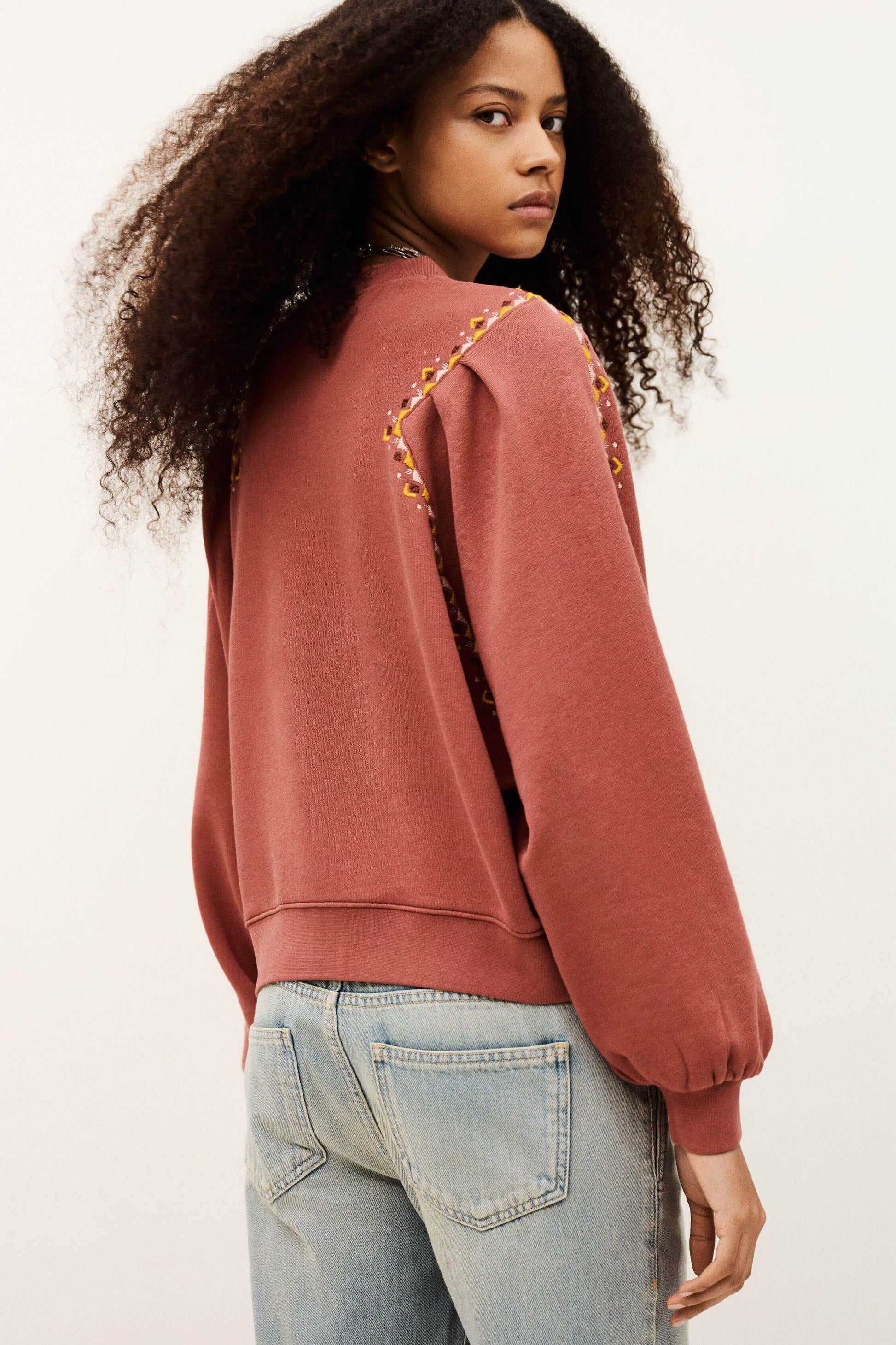 ba&sh Embroidered Sweatshirt Mesta Pink