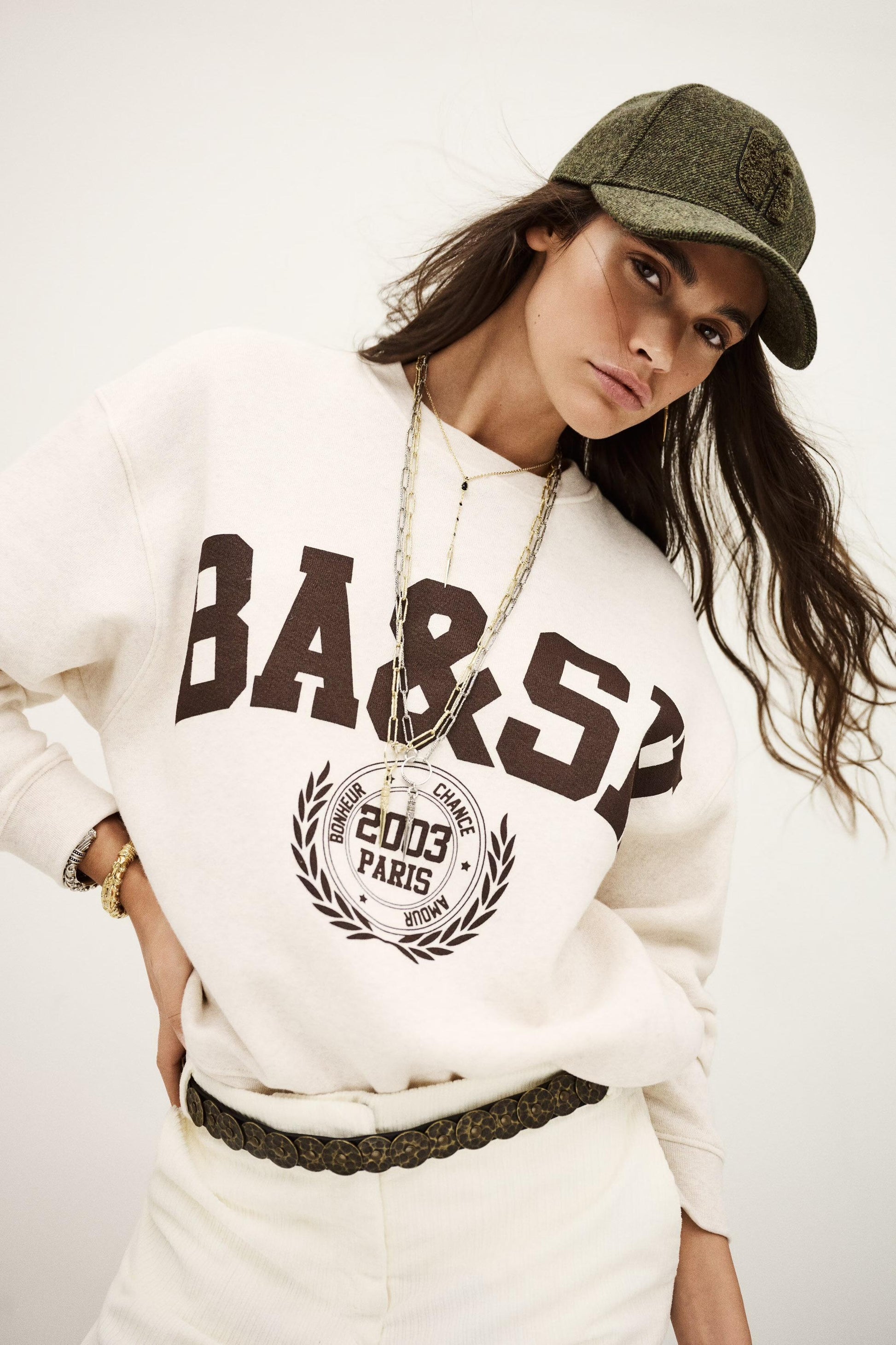 ba&sh Long-Sleeve Sweatshirt Fenja Beige