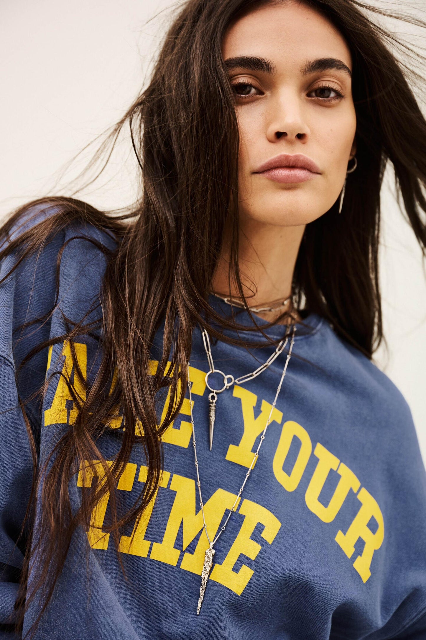 ba&sh Oversize Cotton Sweatshirt Keyra Blue