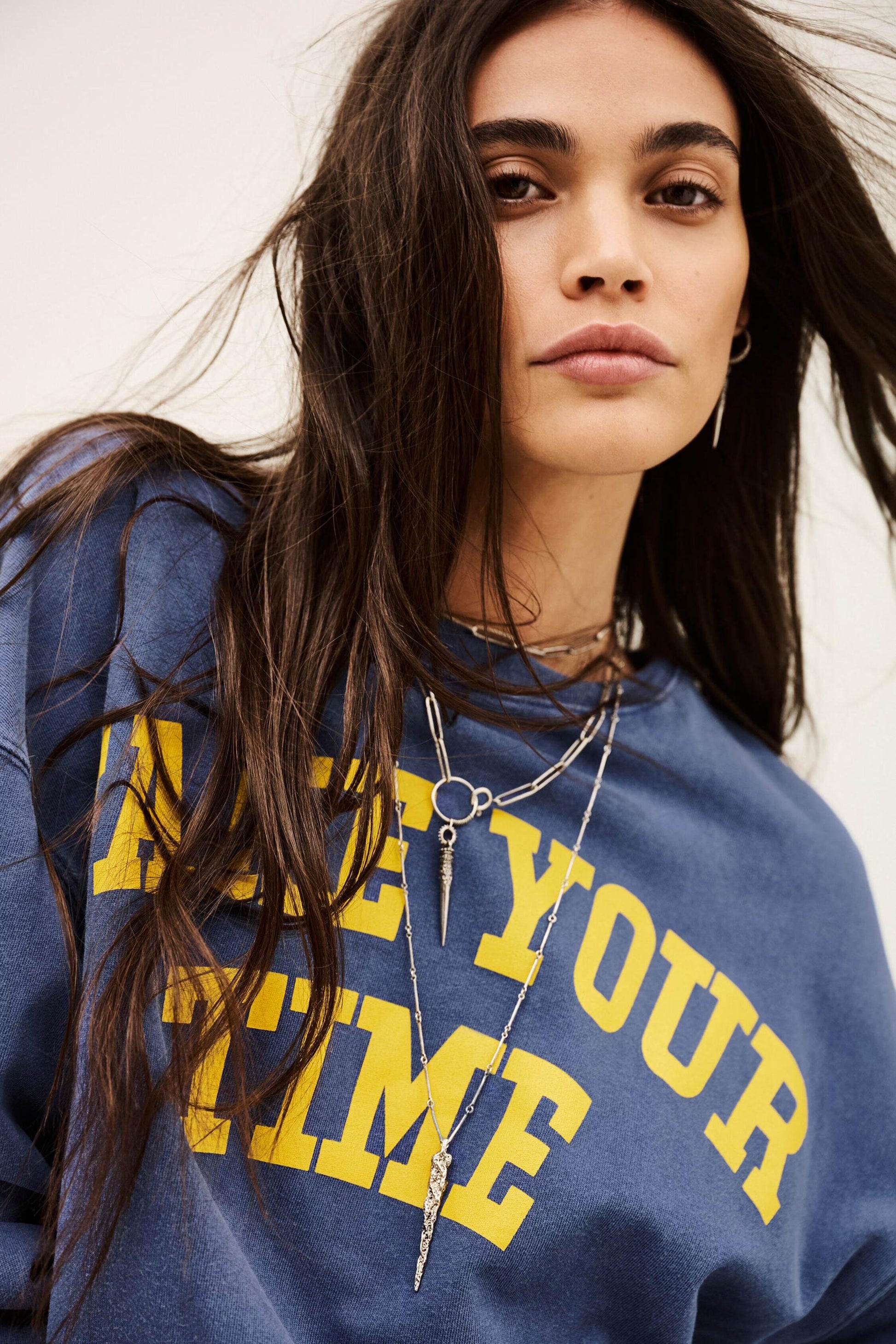 ba&sh Oversize Cotton Sweatshirt Keyra Blue