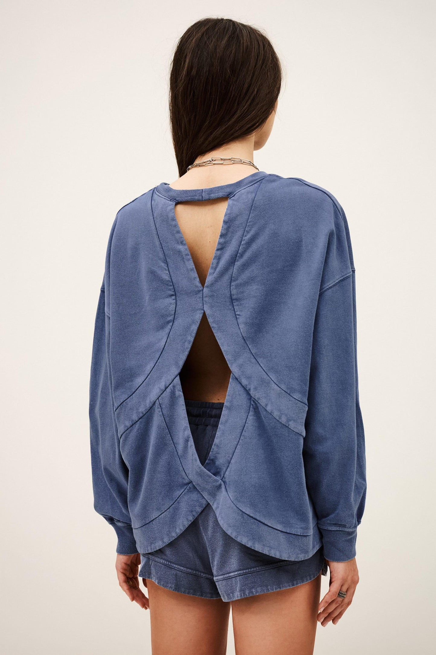 ba&sh Oversize Cotton Sweatshirt Keyra Blue