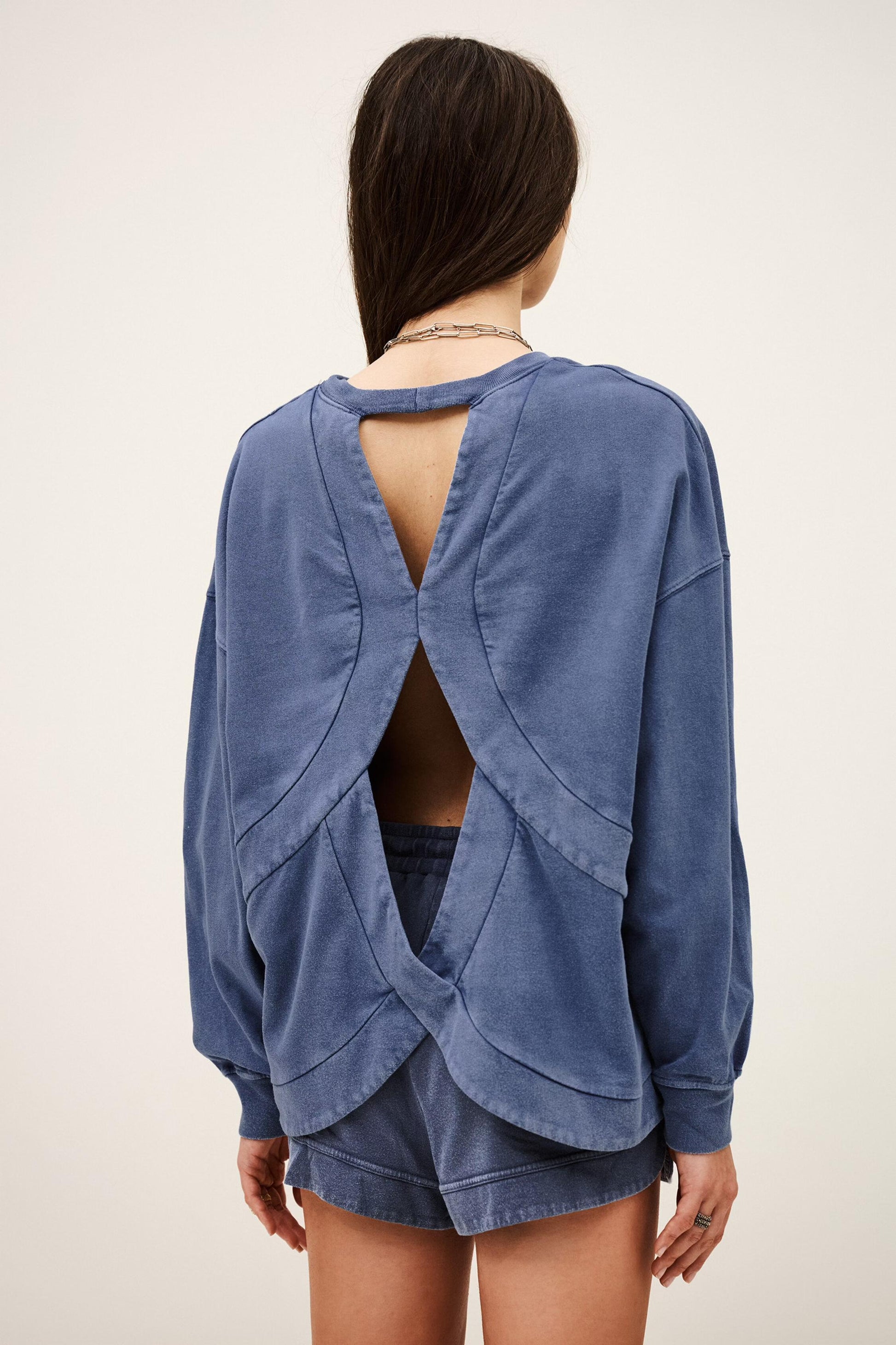 ba&sh Oversize Cotton Sweatshirt Keyra Blue
