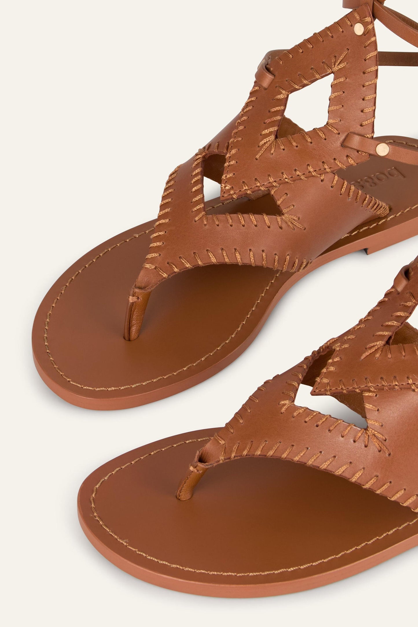 ba&sh Flat Leather Sandals Capri Brown