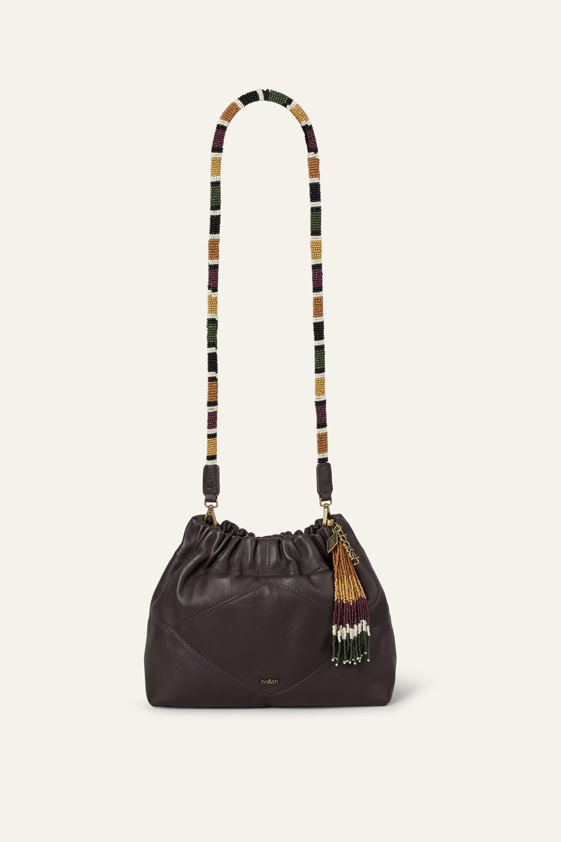 ba&sh Mini Beaded Tote Bag June Brown