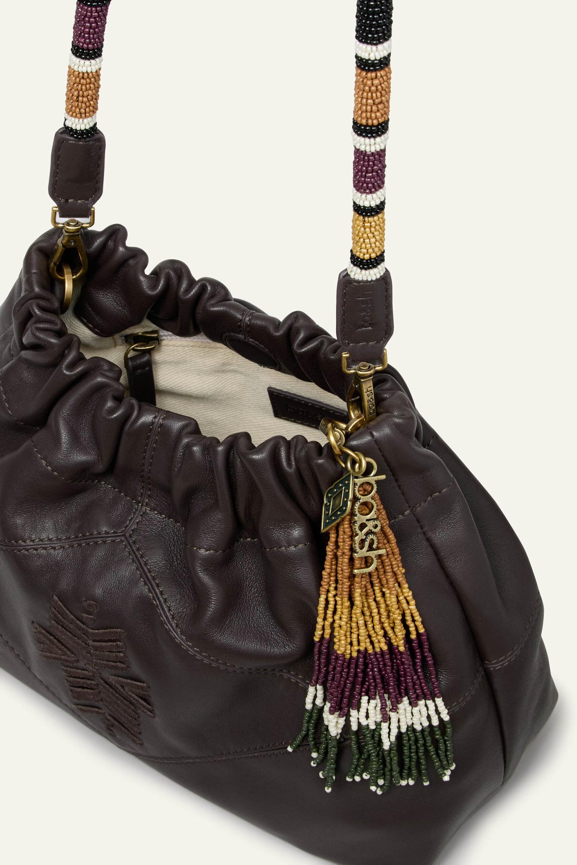 ba&sh Mini Beaded Tote Bag June Brown
