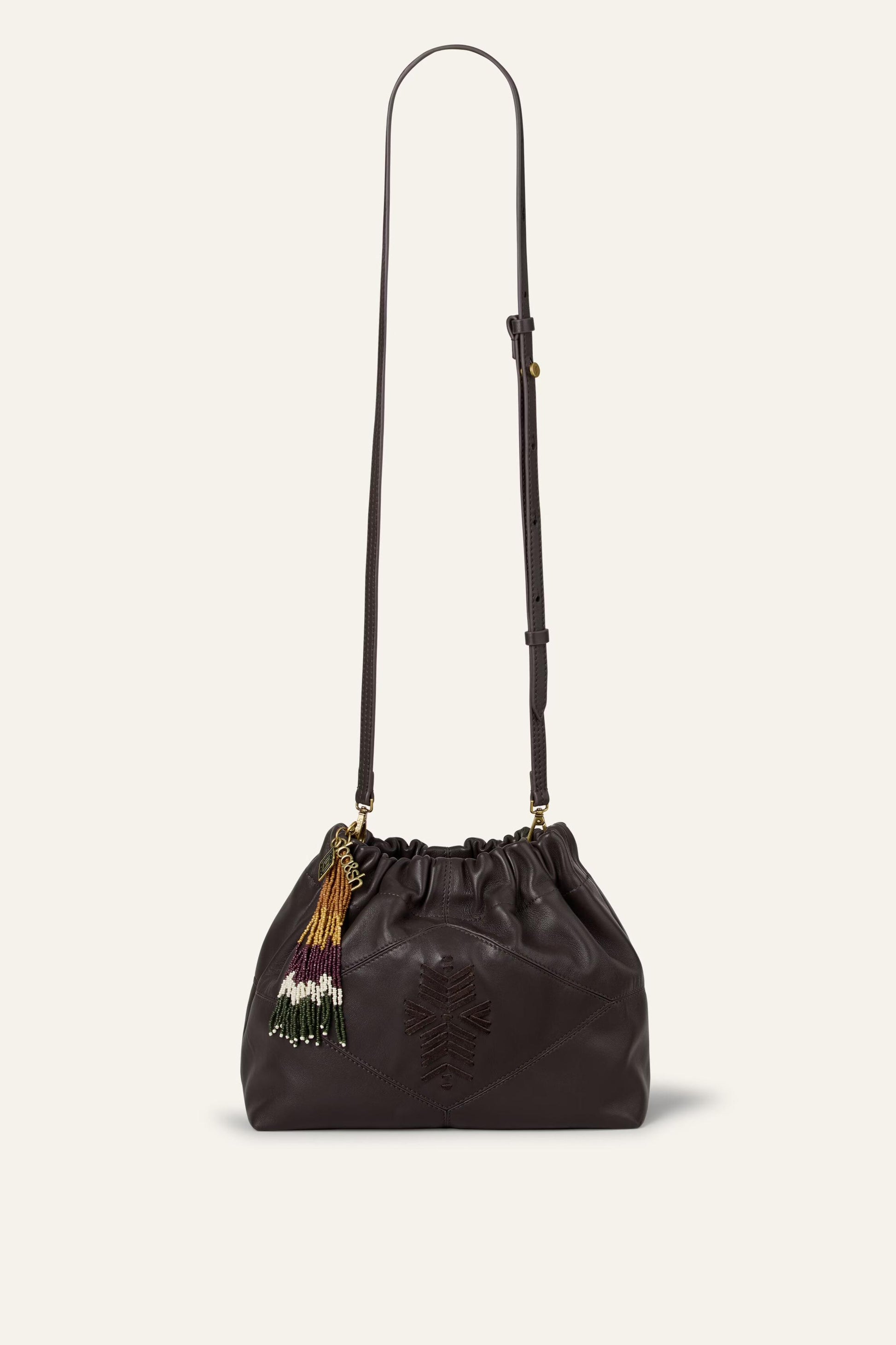 ba&sh Mini Beaded Tote Bag June Brown