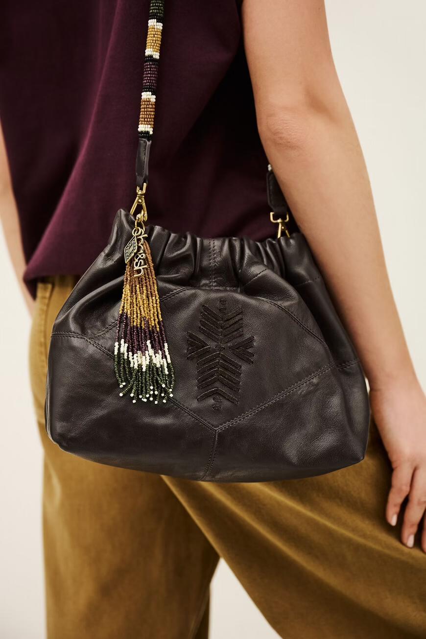 ba&sh Mini Beaded Tote Bag June Brown