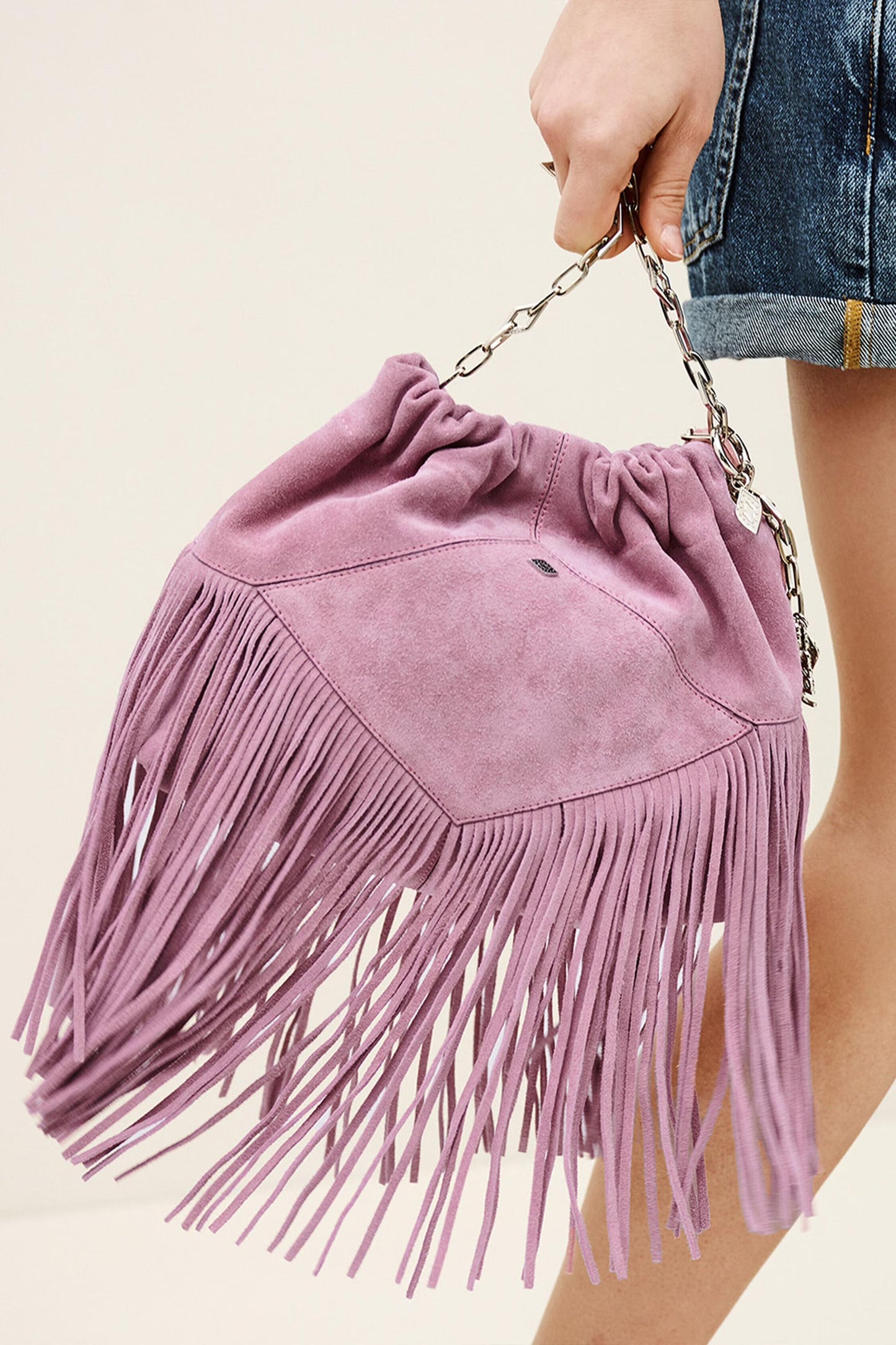 ba&sh Mini Suede Bag June Pink