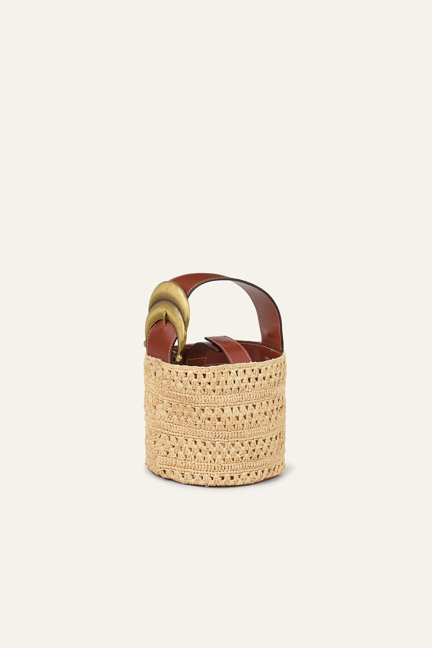 ba&sh Mini Raffia Bucket Bag Youyou Brown