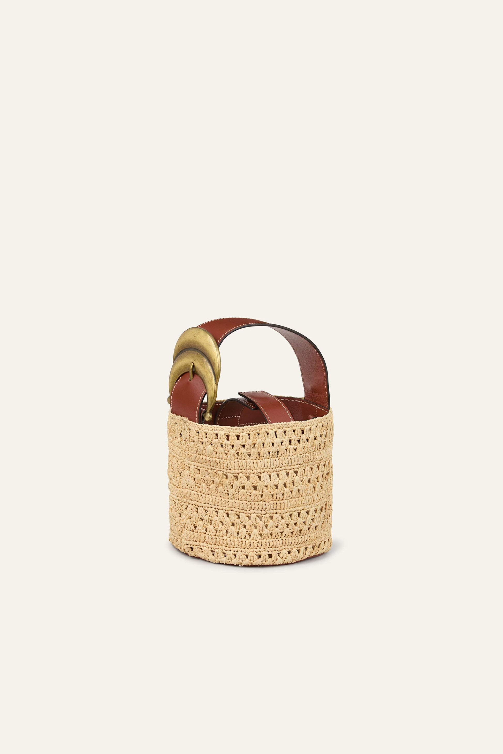 ba&sh Mini Raffia Bucket Bag Youyou Brown