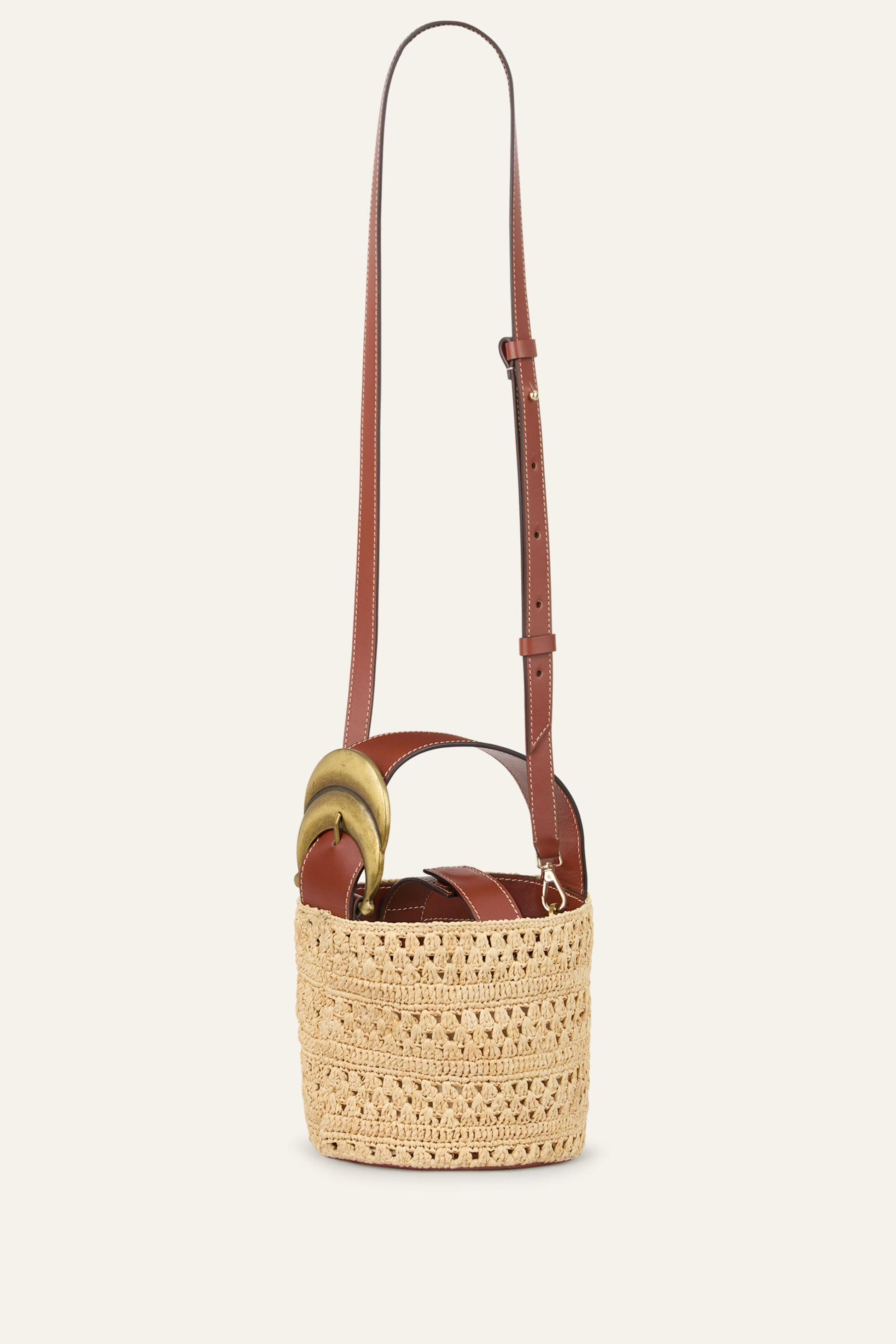 ba&sh Mini Raffia Bucket Bag Youyou Brown