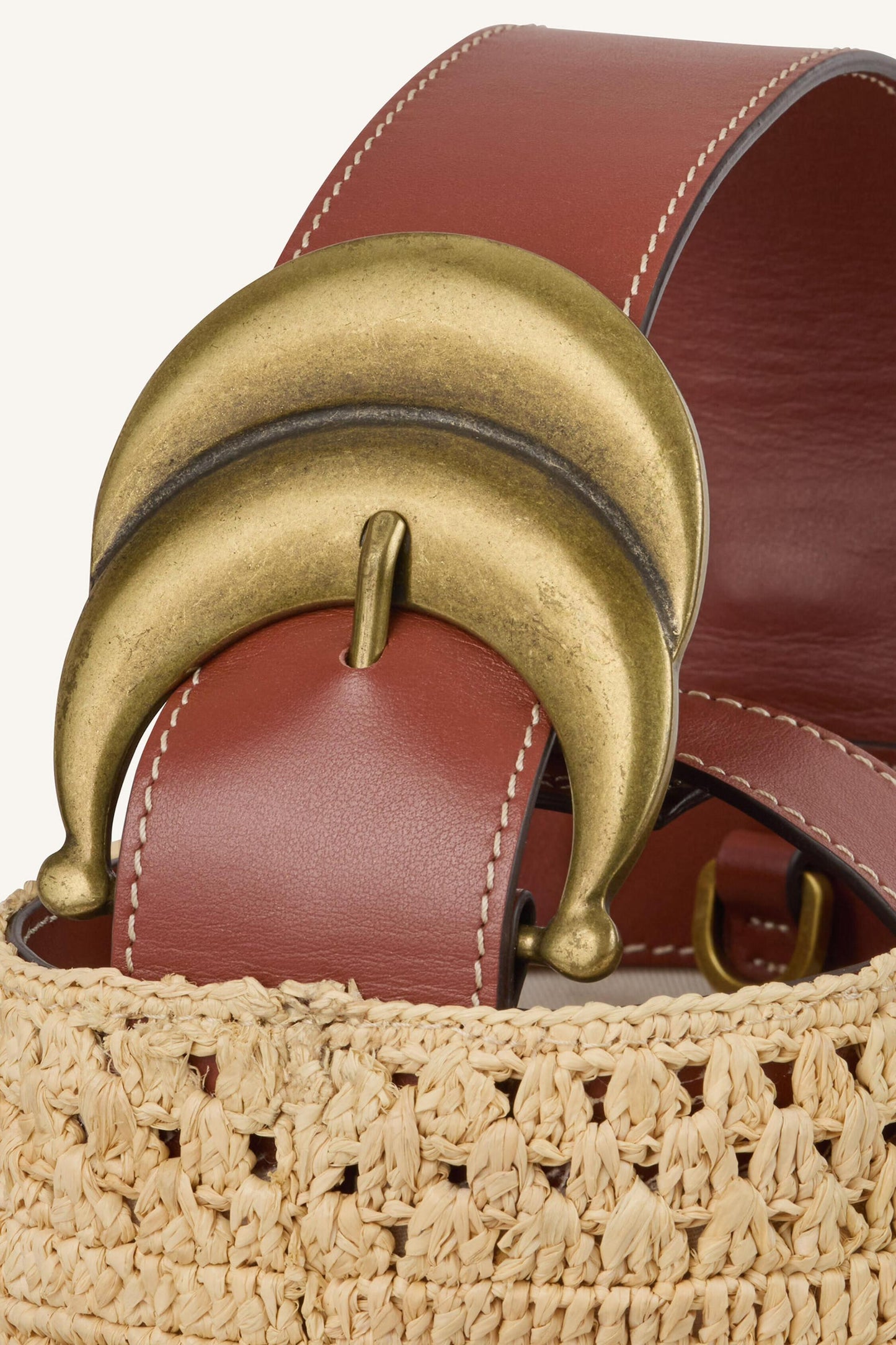 ba&sh Mini Raffia Bucket Bag Youyou Brown