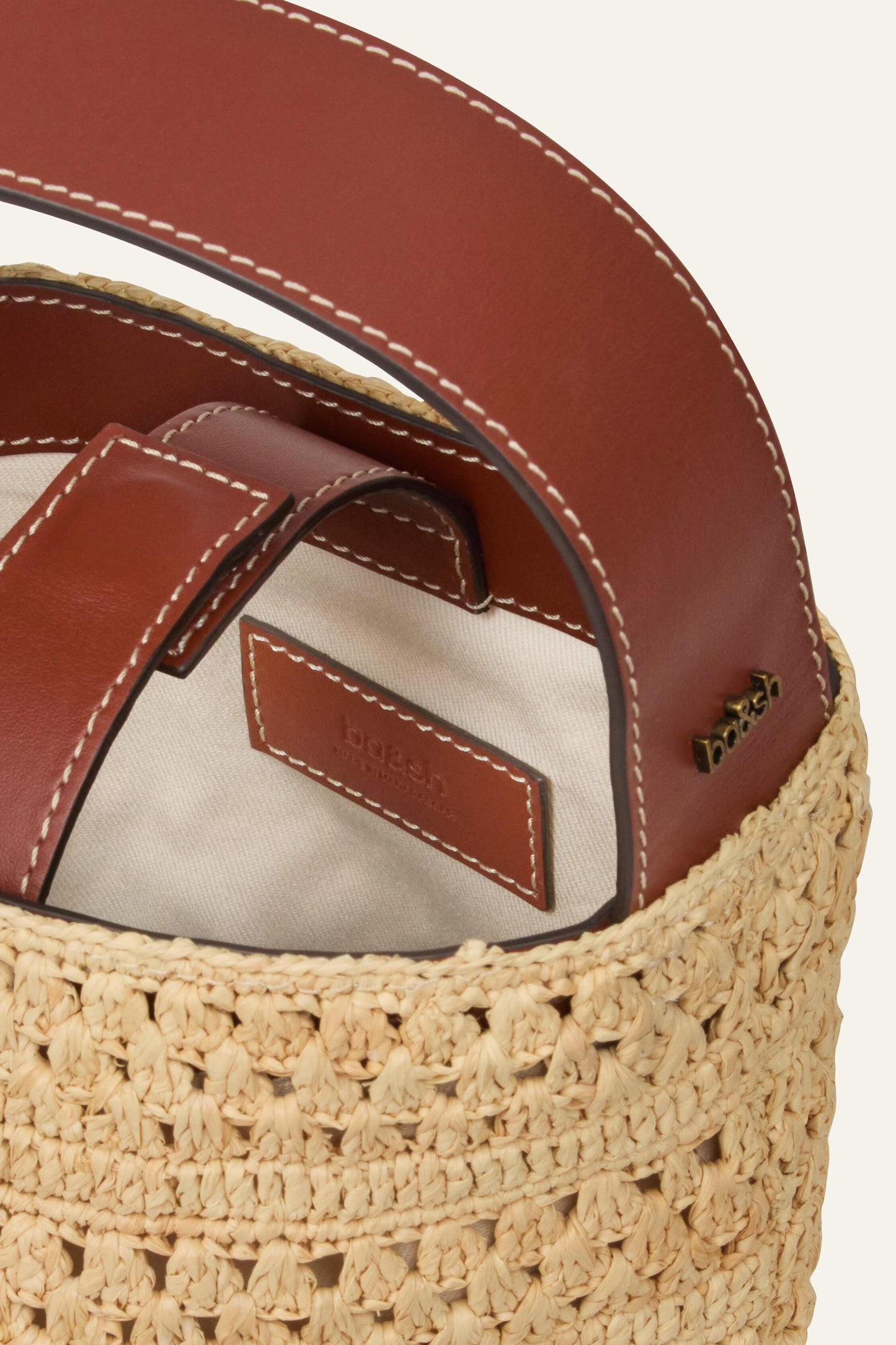 ba&sh Mini Raffia Bucket Bag Youyou Brown