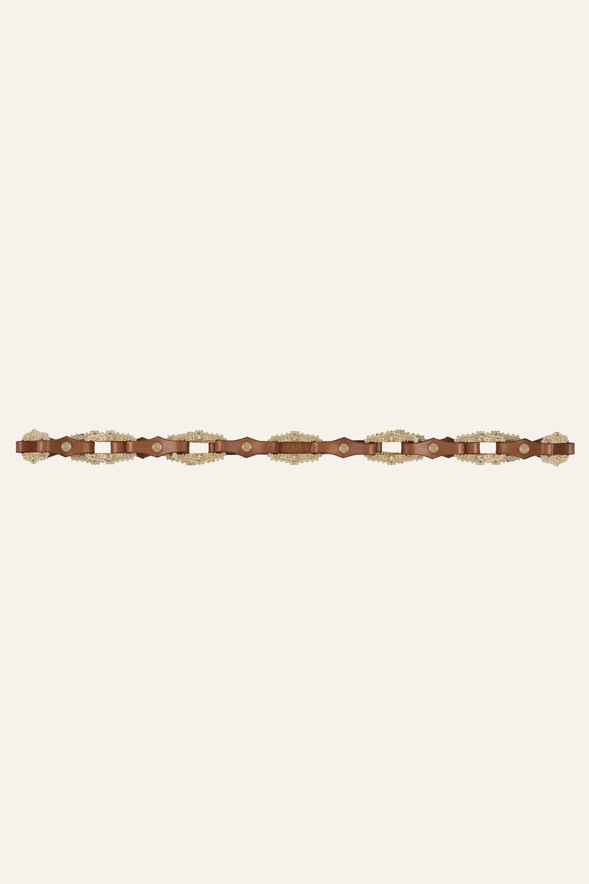 ba&sh Leather Statement Belt Baptiste Brown