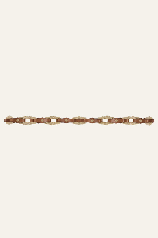 ba&sh Leather Statement Belt Baptiste Brown