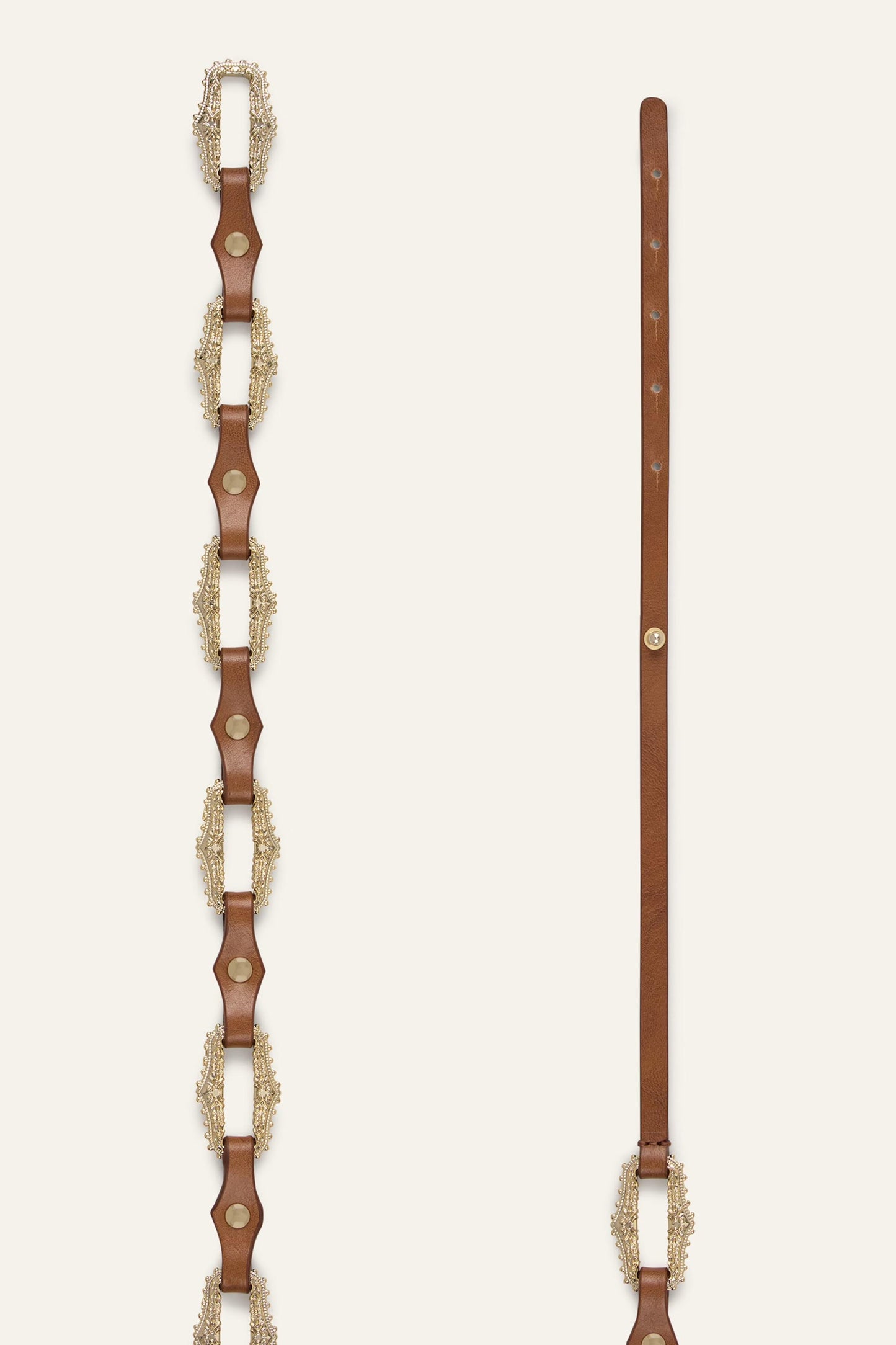 ba&sh Leather Statement Belt Baptiste Brown