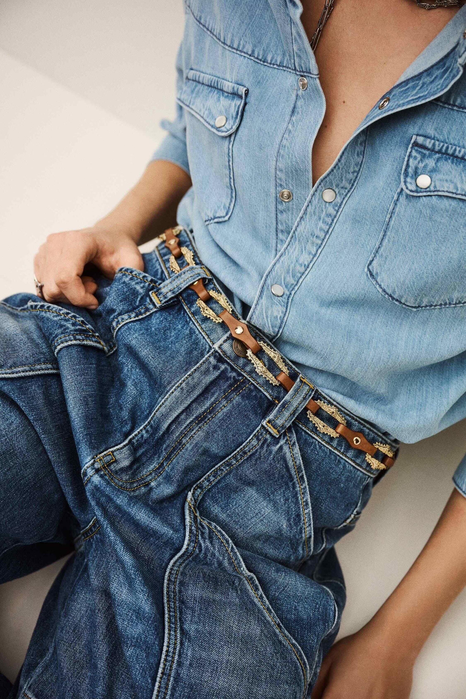ba&sh Leather Statement Belt Baptiste Brown