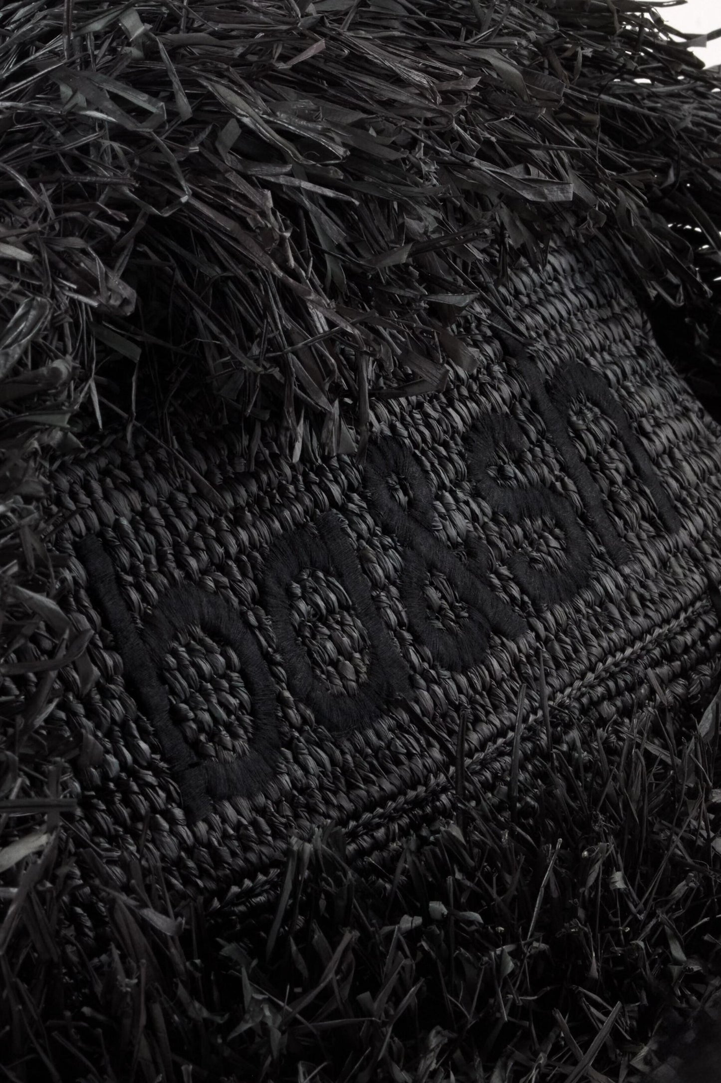 ba&sh Fringed Raffia Clutch June Black