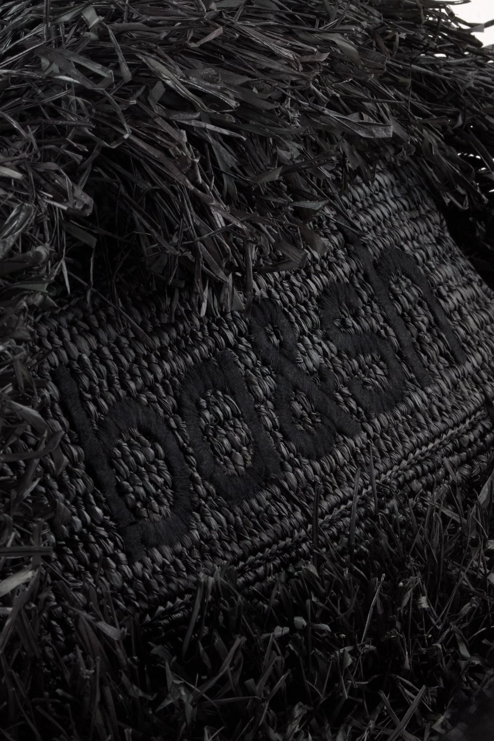 ba&sh Fringed Raffia Clutch June Black