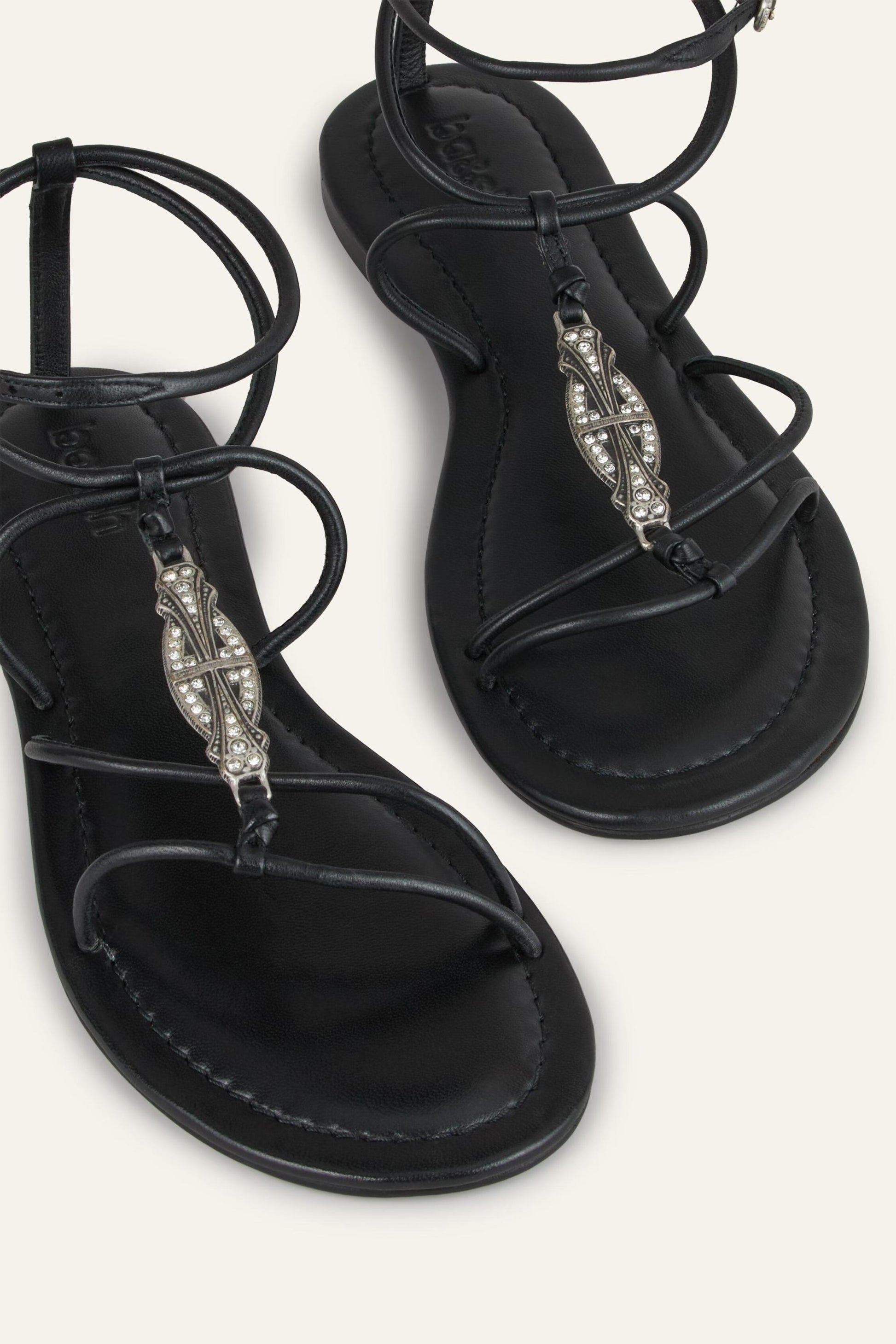 ba&sh Flat Leather Sandals Caya Black