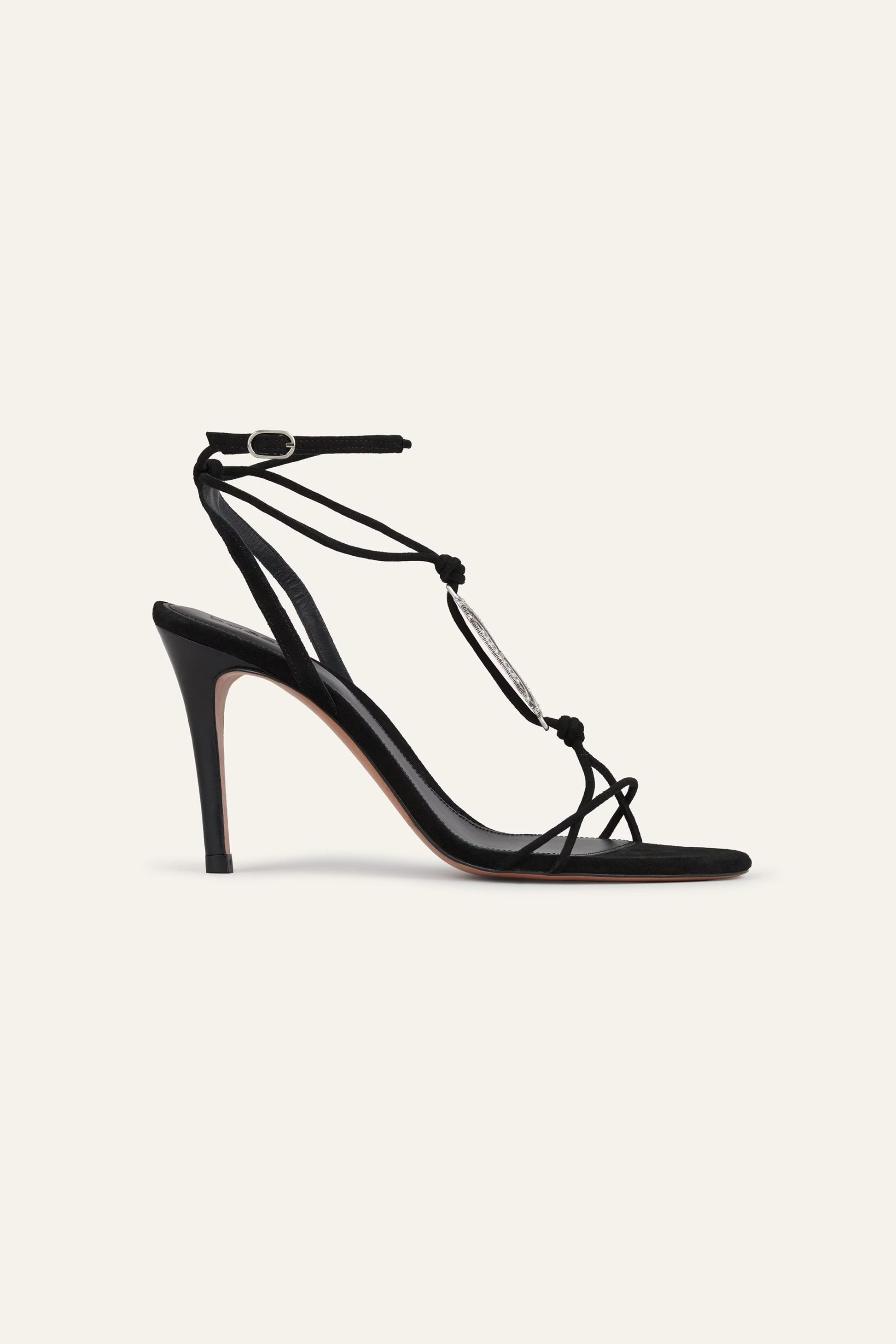 ba&sh Flat Leather Sandals Chaya Black