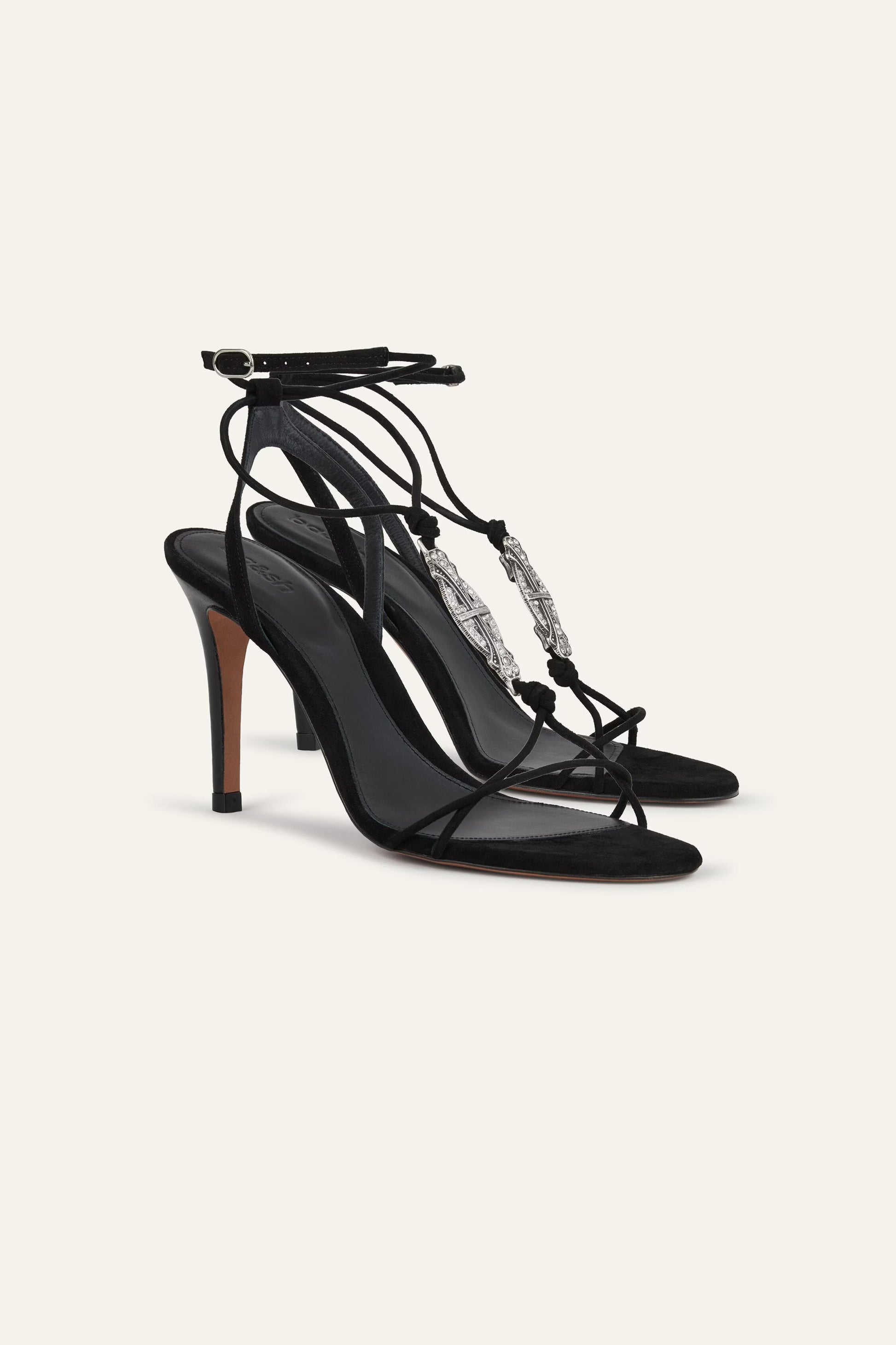 ba&sh Flat Leather Sandals Chaya Black
