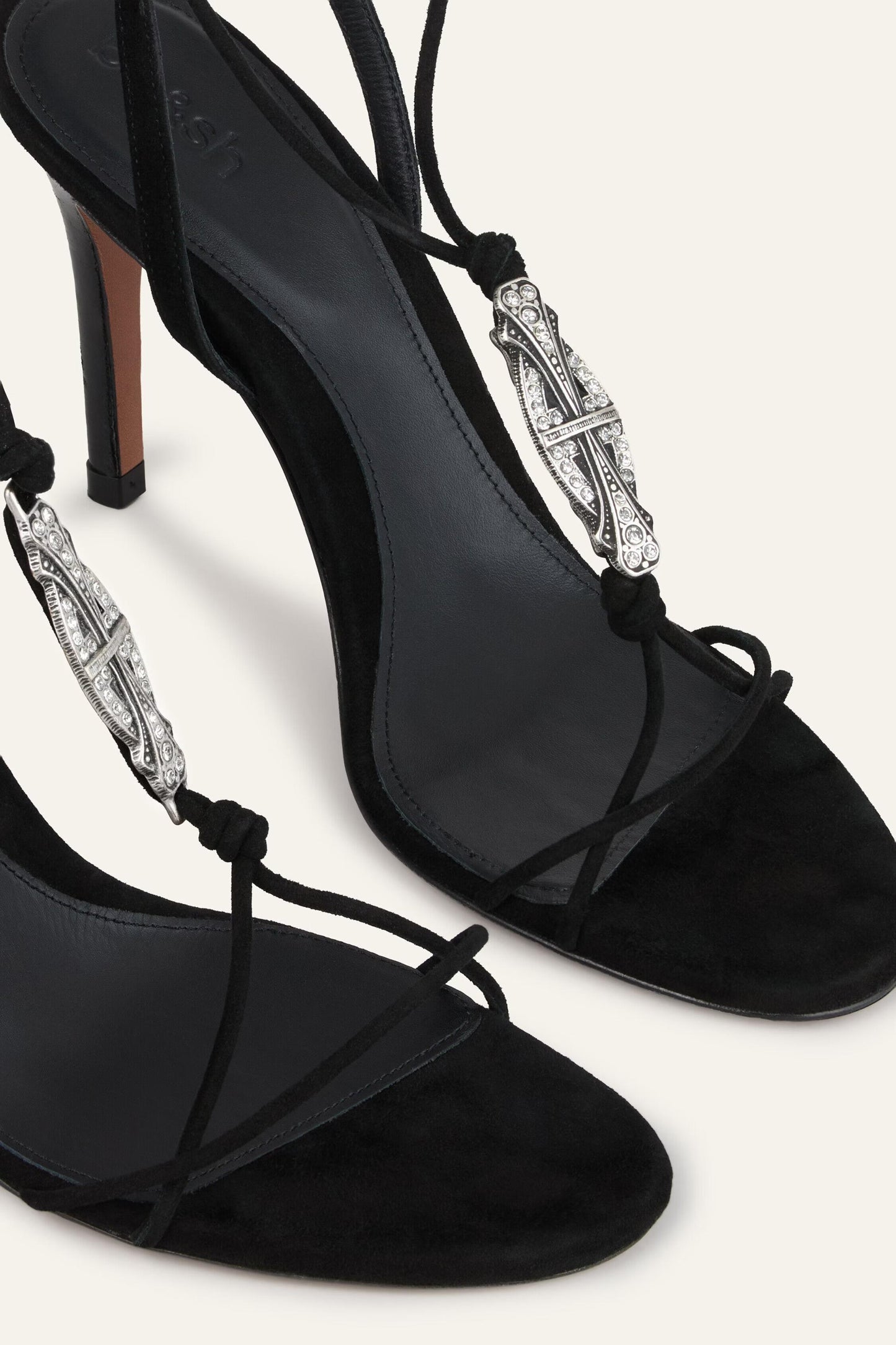 ba&sh Flat Leather Sandals Chaya Black