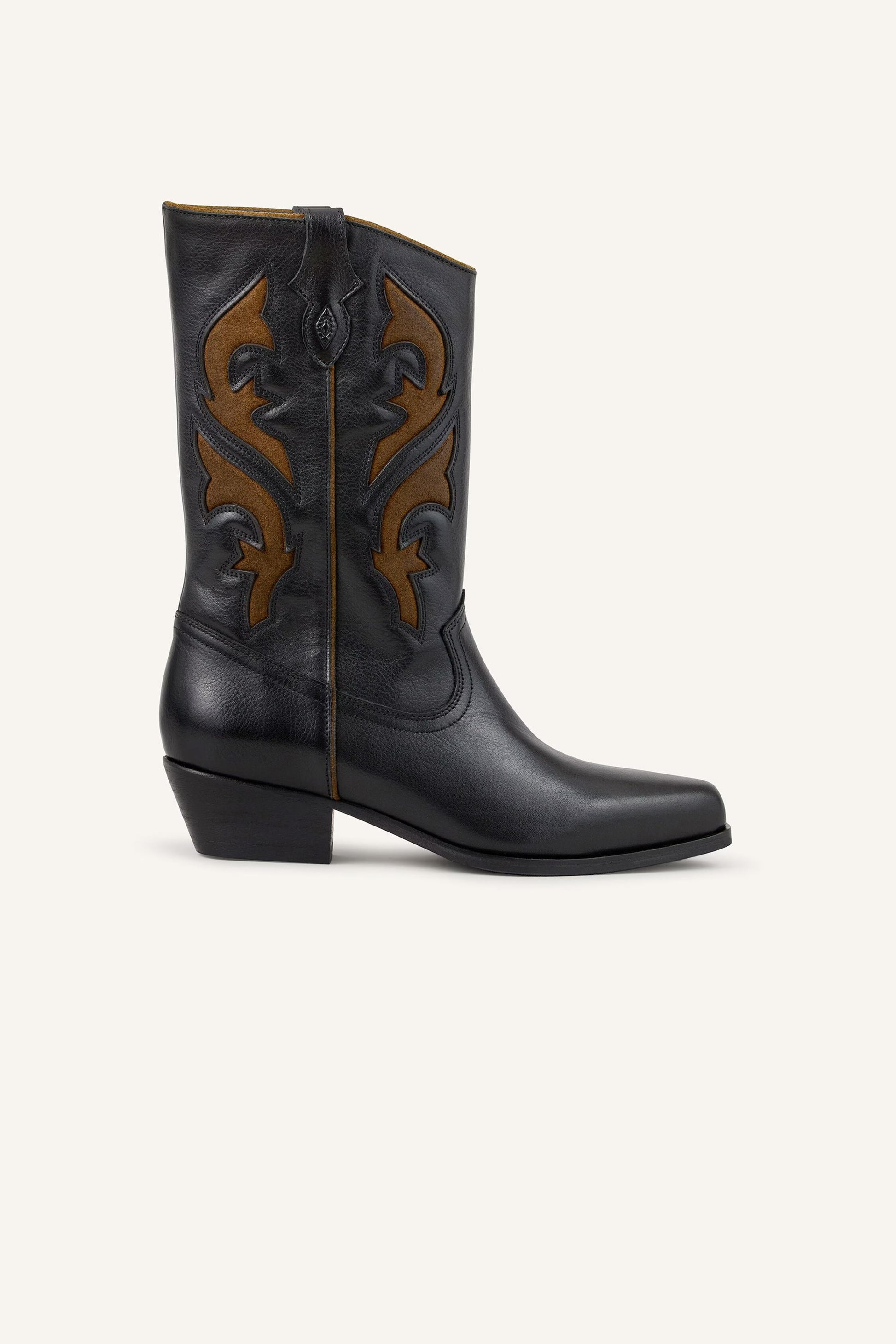 ba&sh Leather Cowboy-Style Boots Curtis Black
