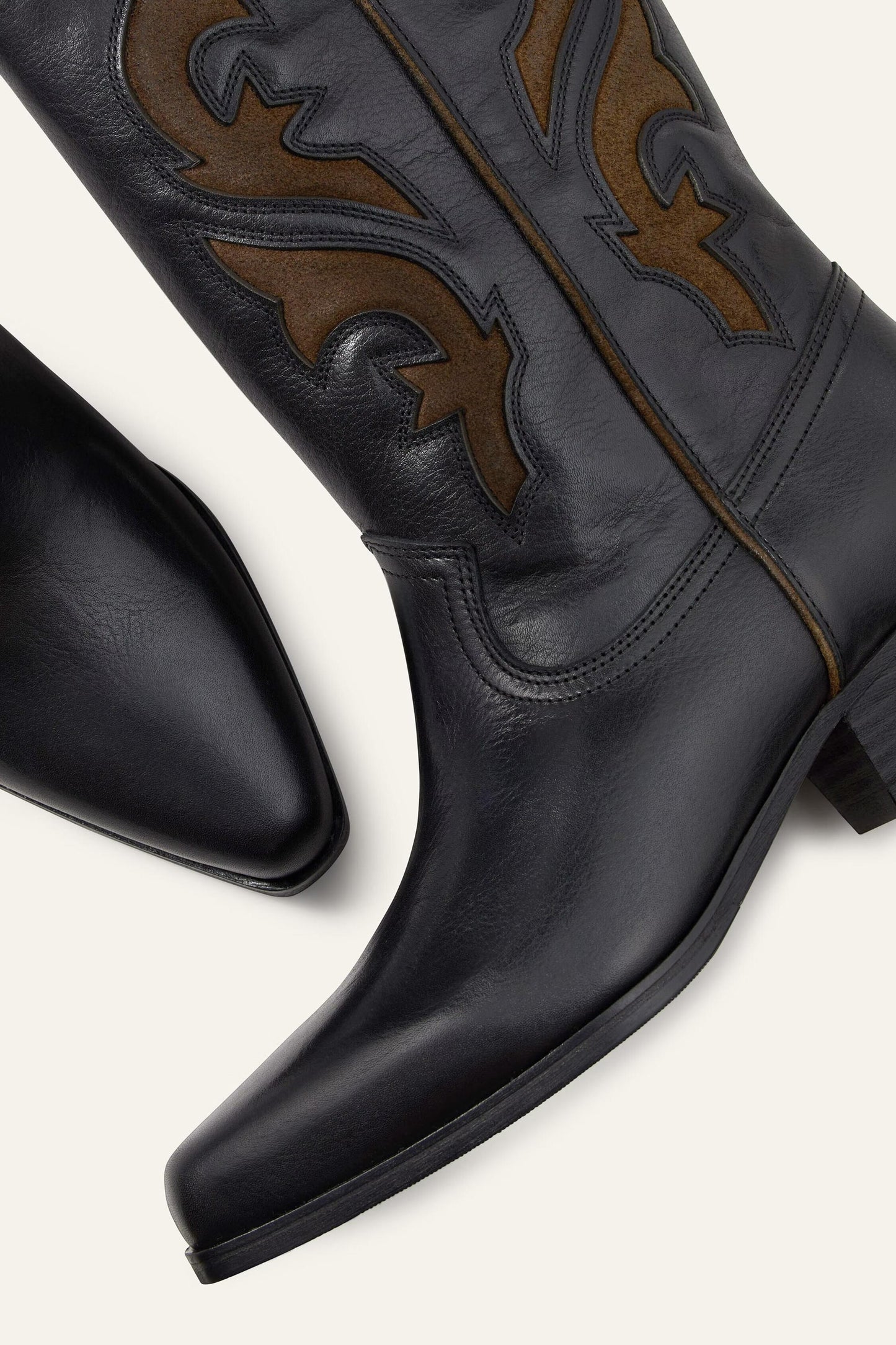 ba&sh Leather Cowboy-Style Boots Curtis Black