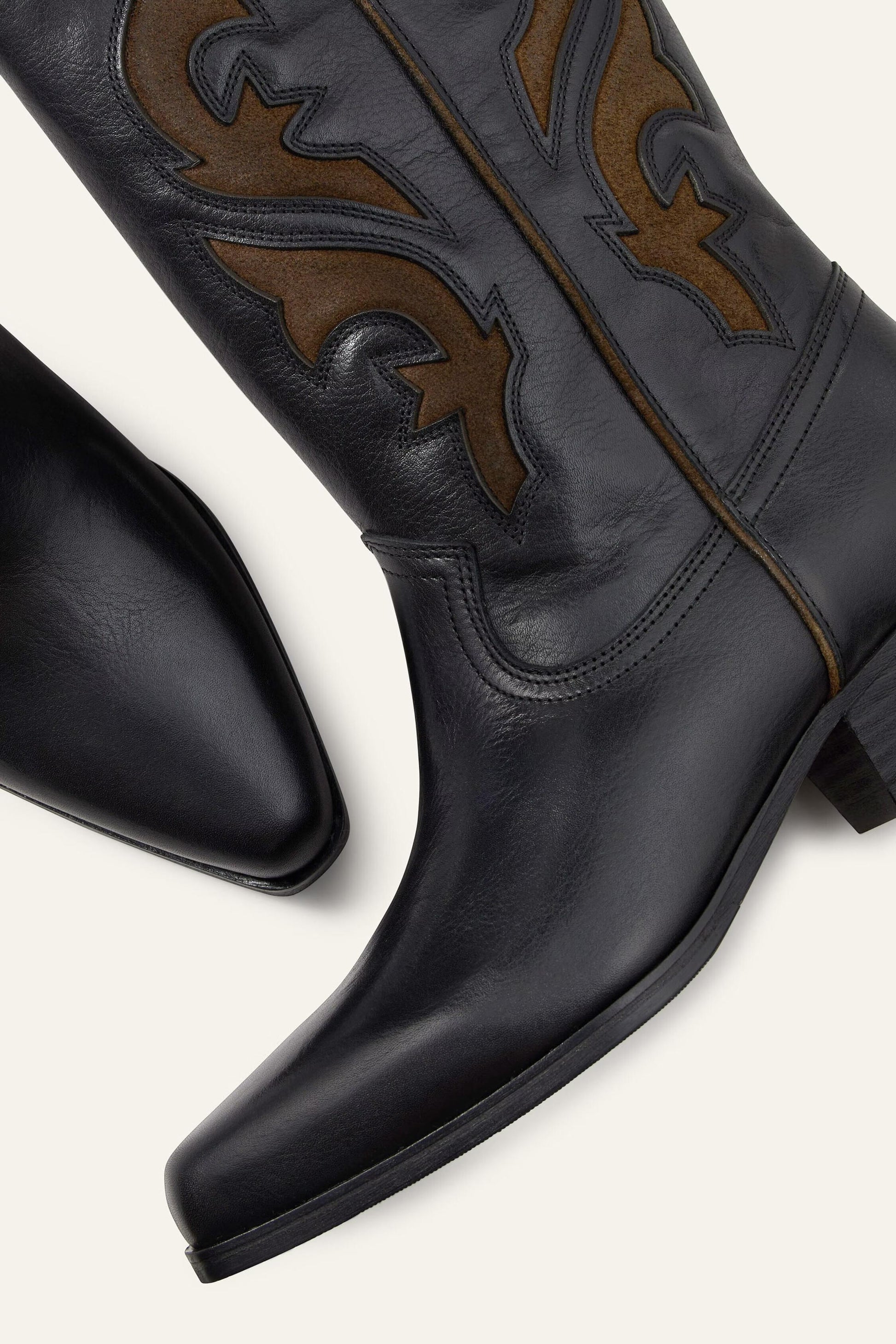 ba&sh Leather Cowboy-Style Boots Curtis Black