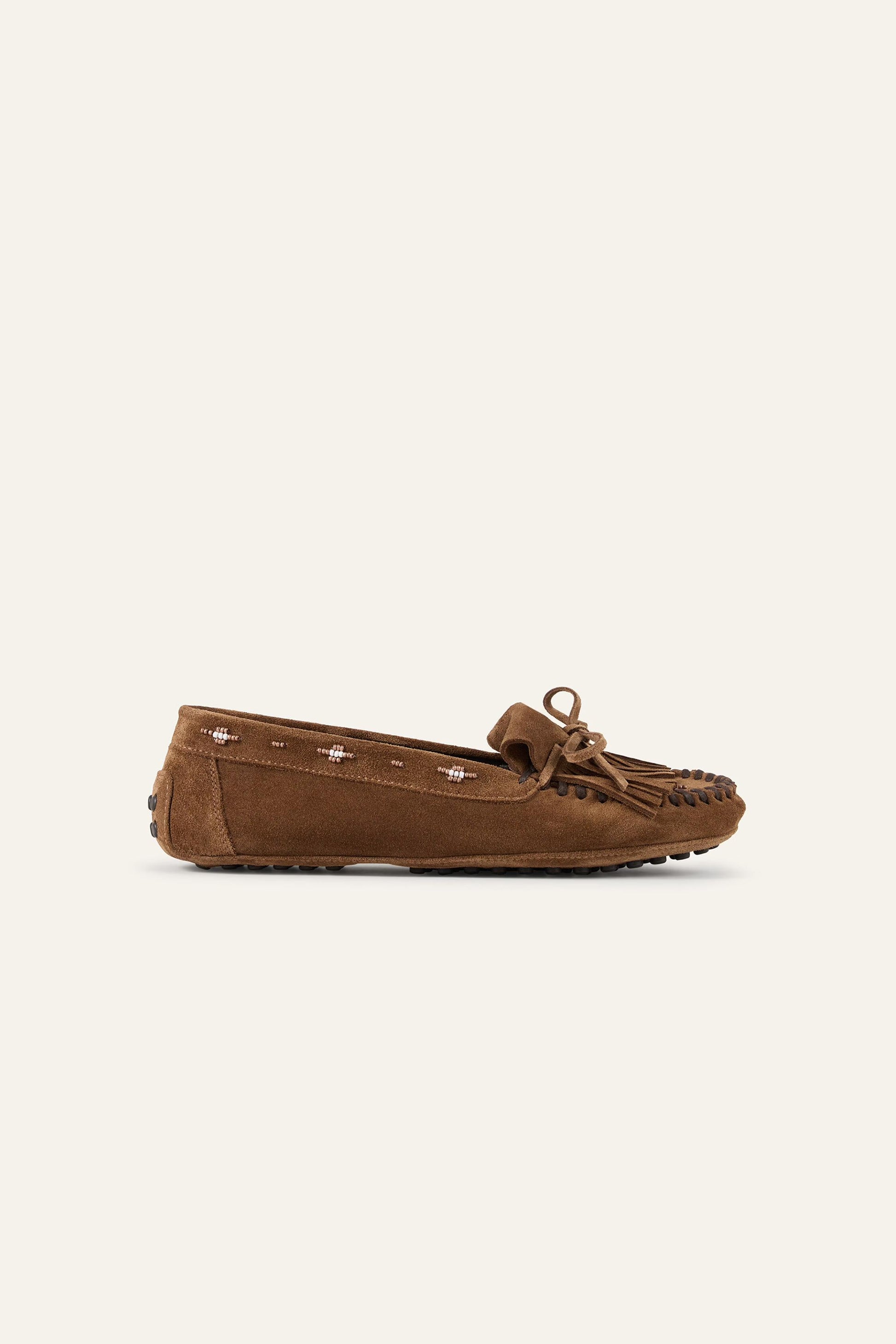 ba&sh Suede Moccasins Corto Brown