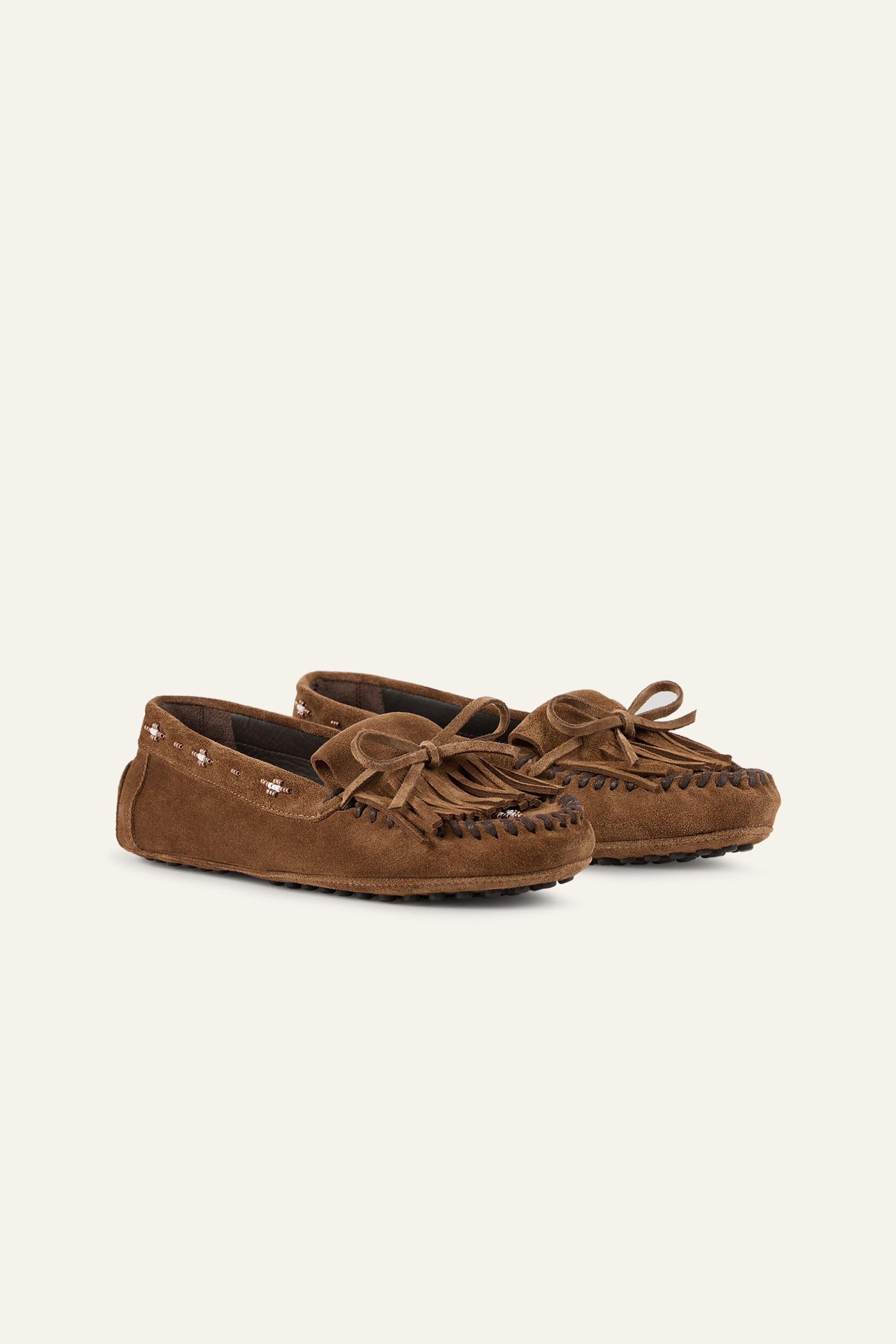 ba&sh Suede Moccasins Corto Brown