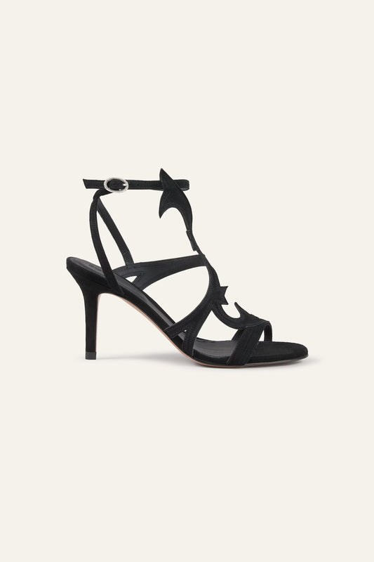 ba&sh Suede Heeled Sandals Cate Black