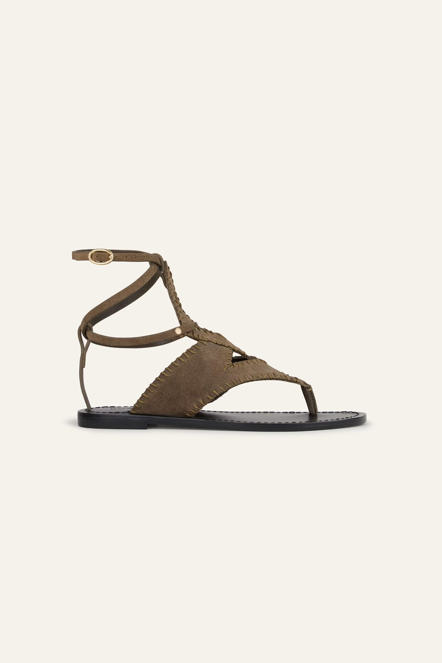 ba&sh Flat Suede Sandals Capri Green