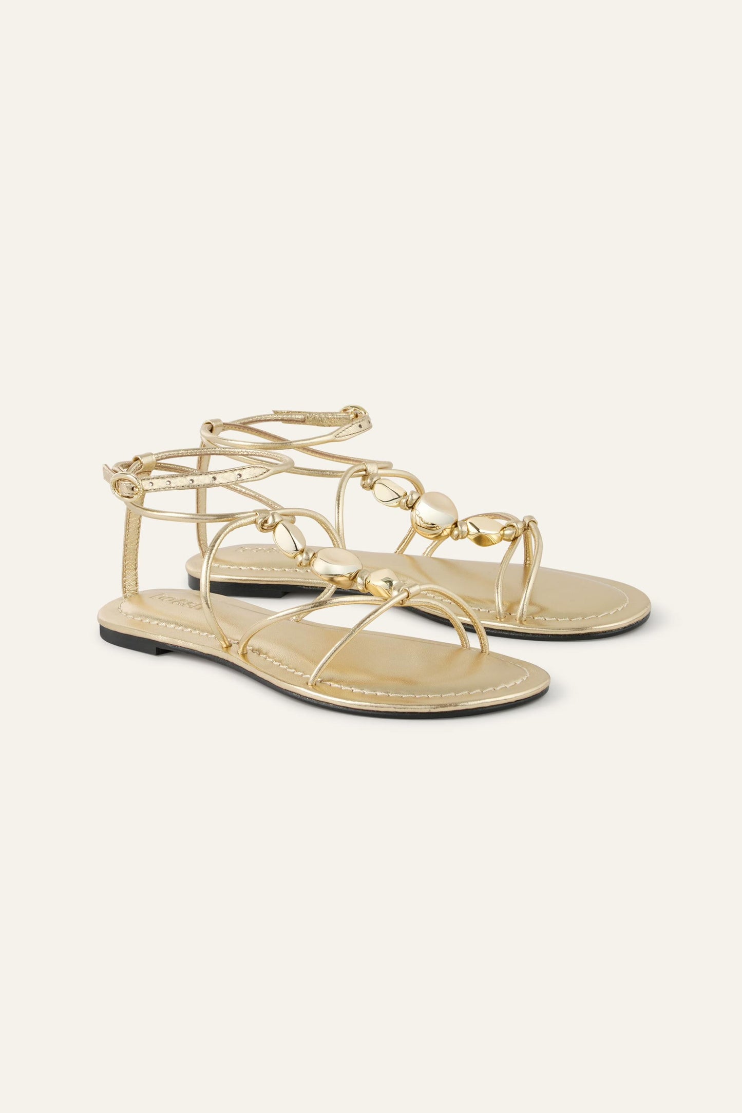 ba&sh Flat Leather Sandals Caya Gold