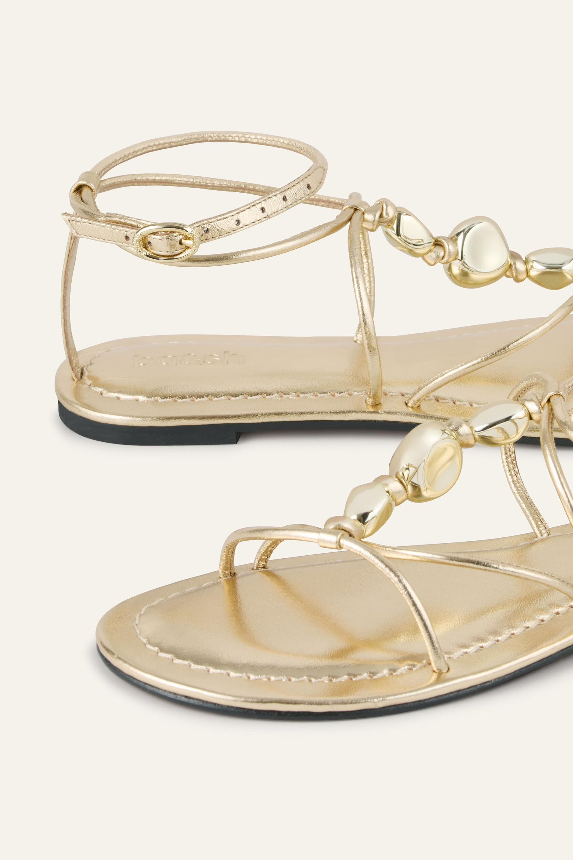 ba&sh Flat Leather Sandals Caya Gold