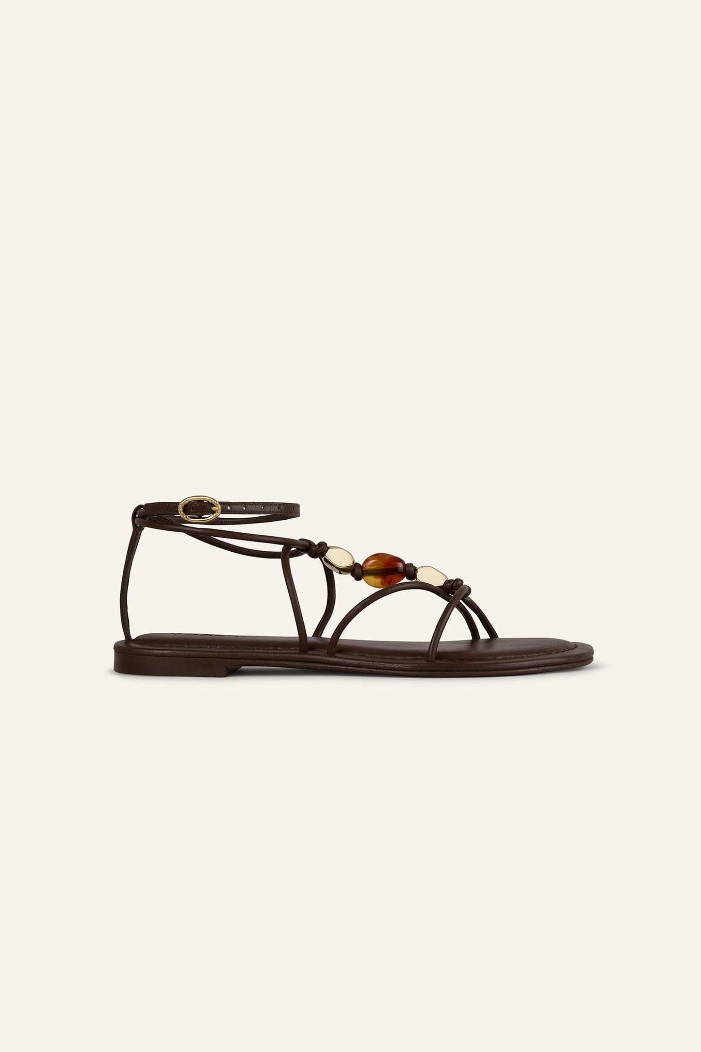 ba&sh Flat Leather Sandals Caya Brown