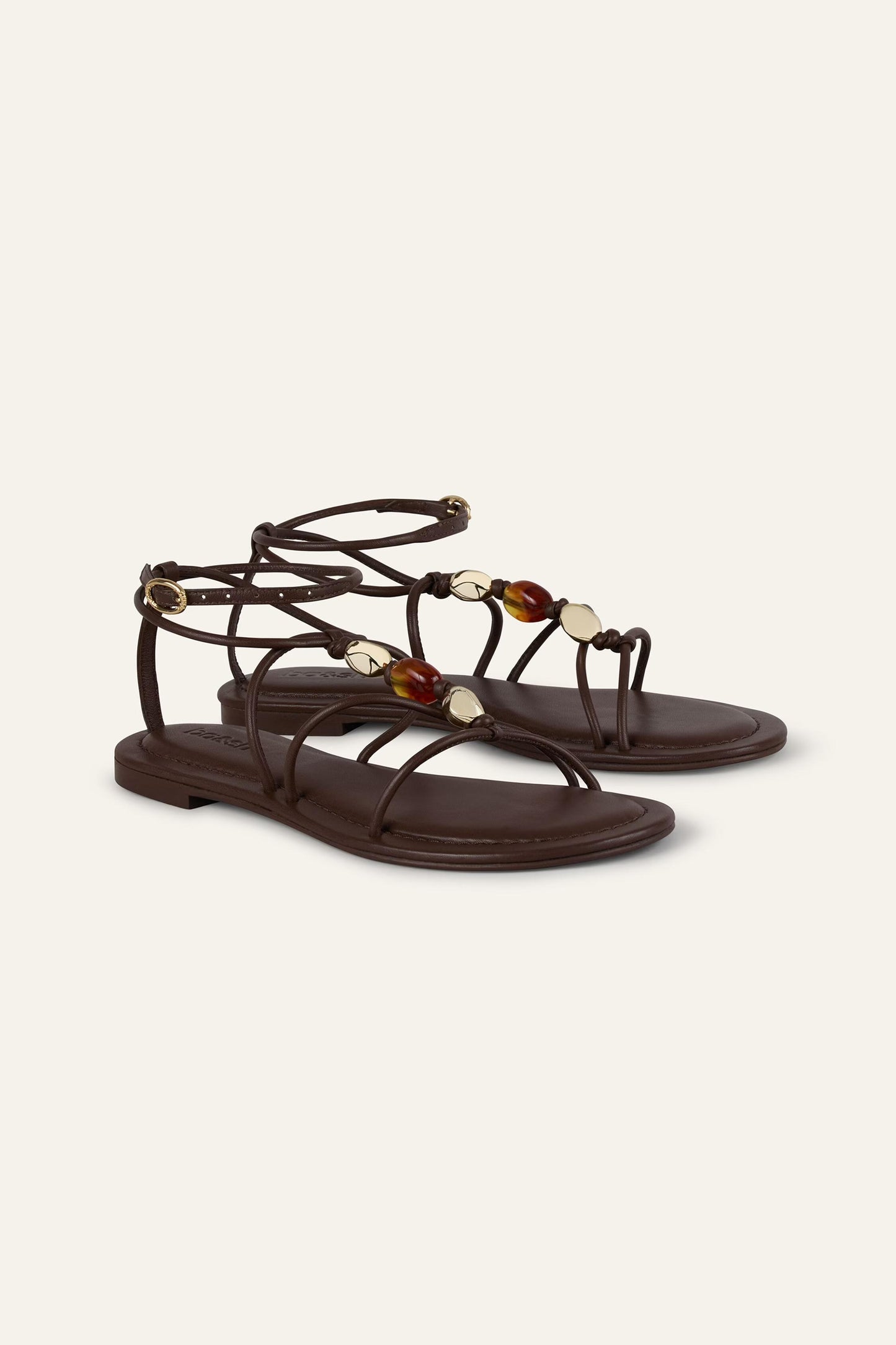 ba&sh Flat Leather Sandals Caya Brown