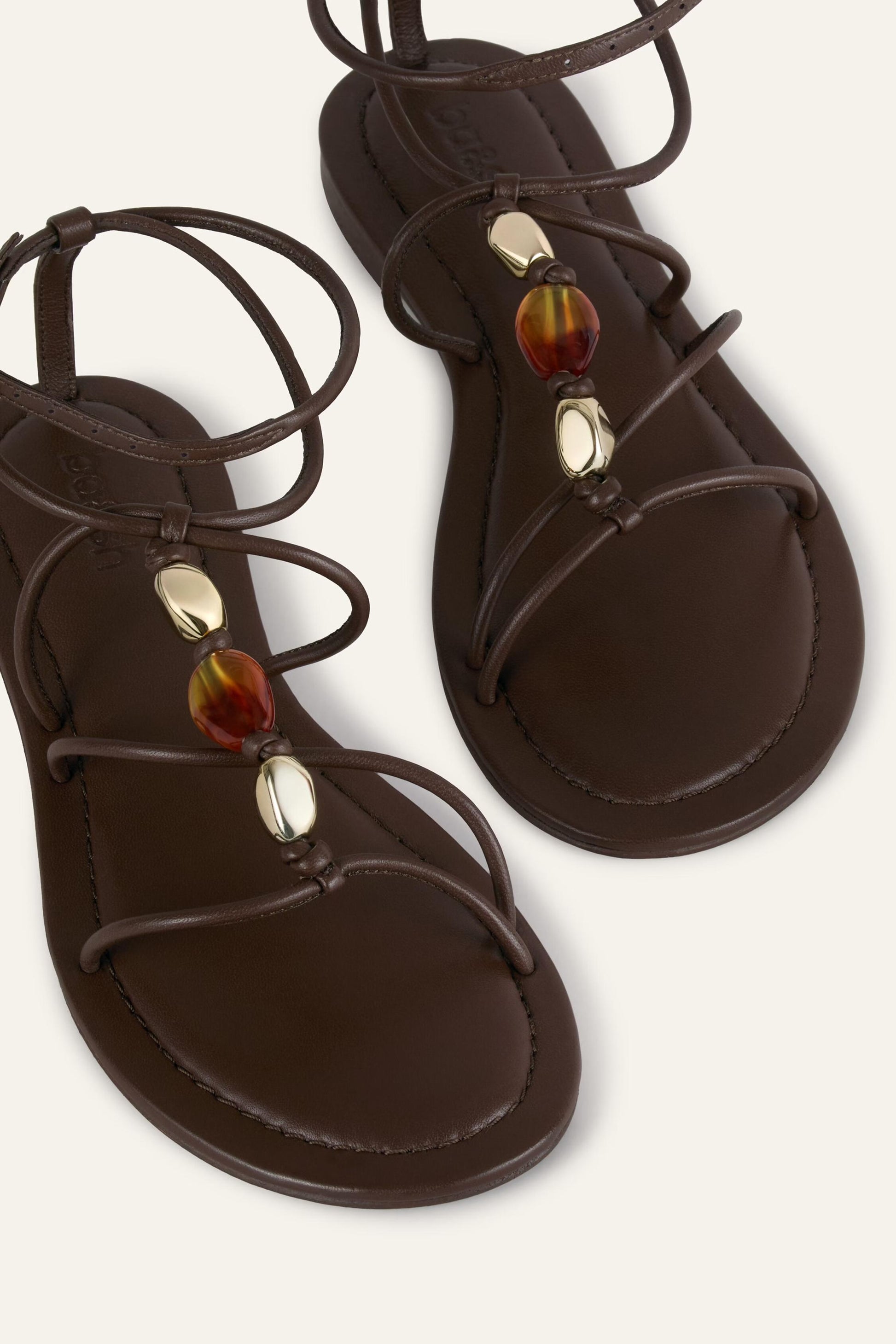 ba&sh Flat Leather Sandals Caya Brown