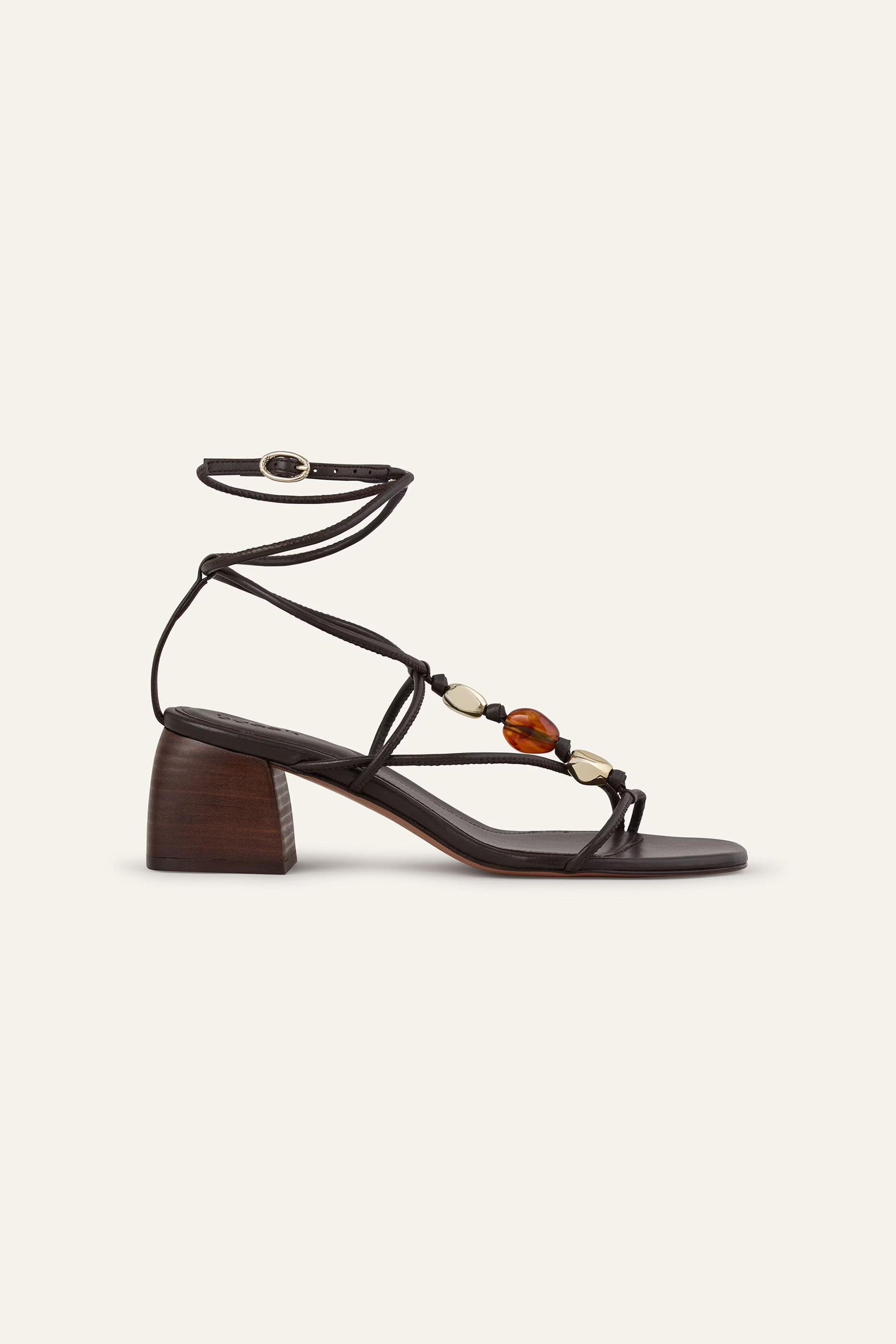 ba&sh Heeled Leather Sandals Caya Brown