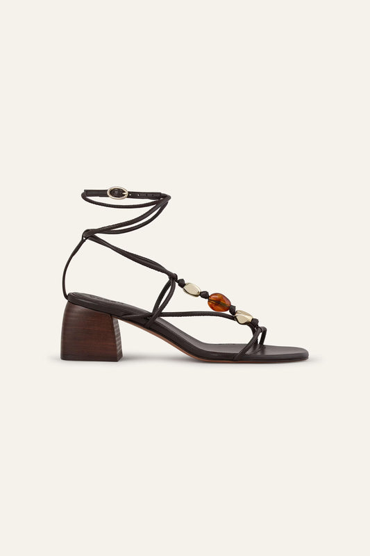 ba&sh Heeled Leather Sandals Caya Brown