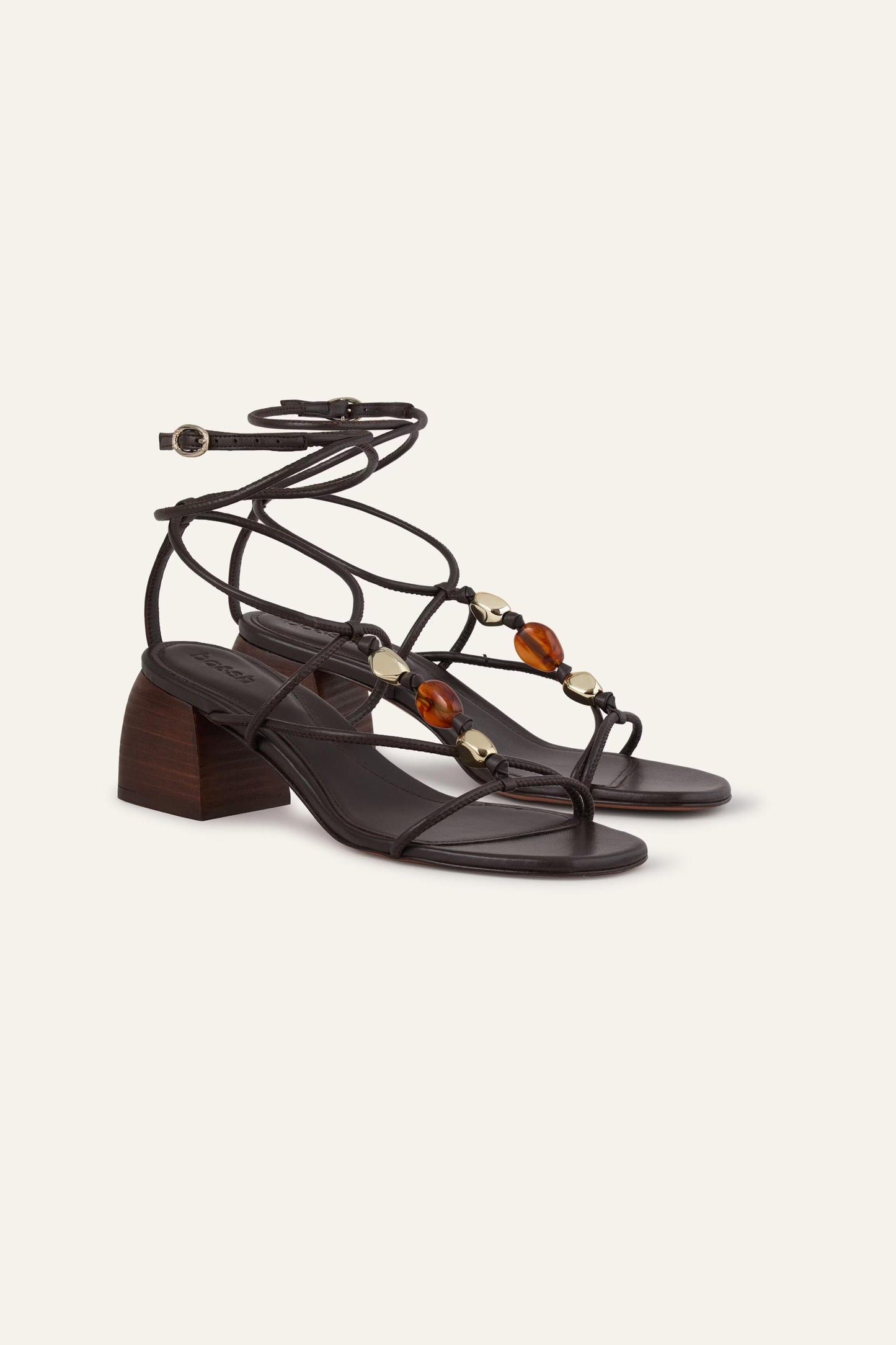 ba&sh Heeled Leather Sandals Caya Brown