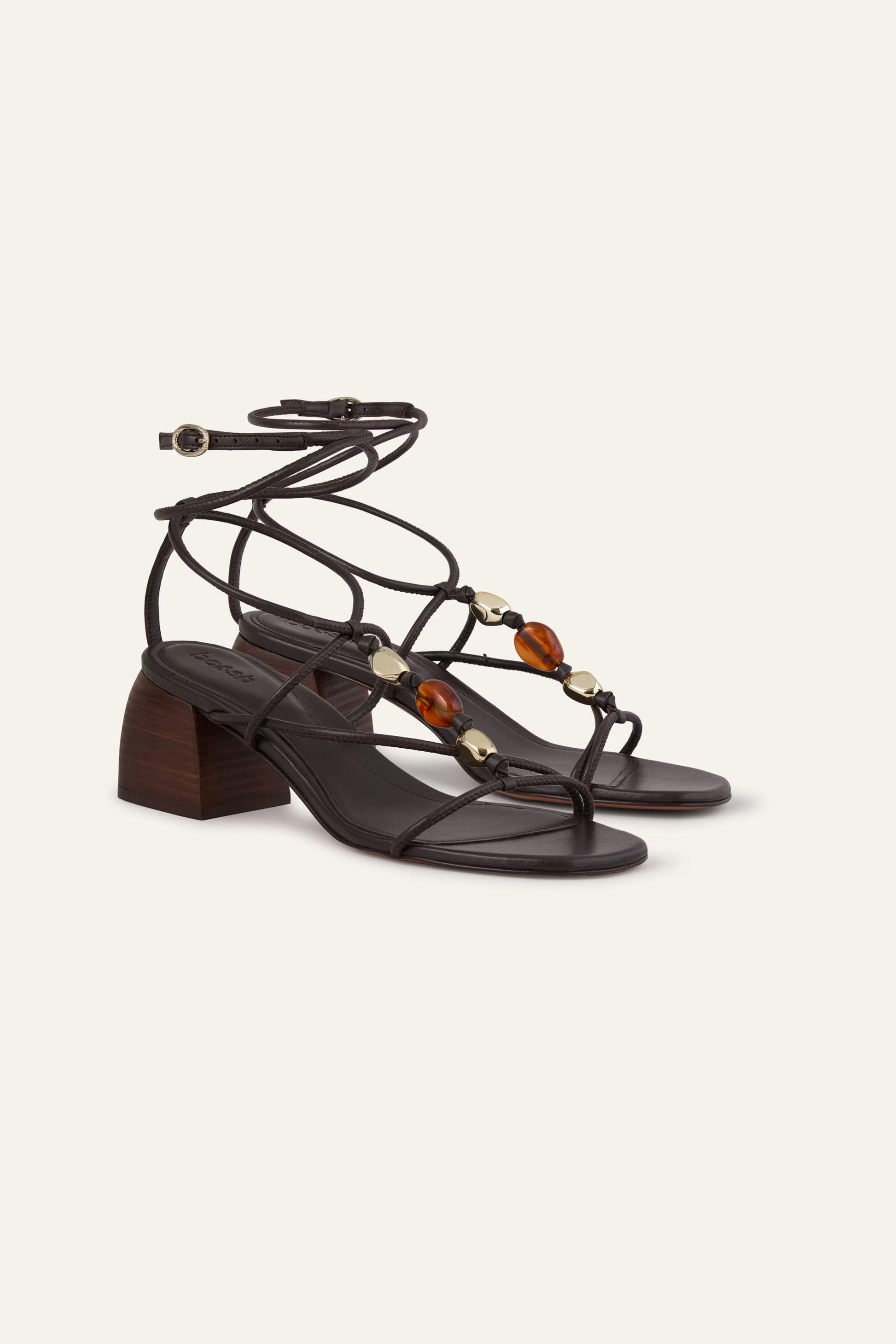 ba&sh Heeled Leather Sandals Caya Brown