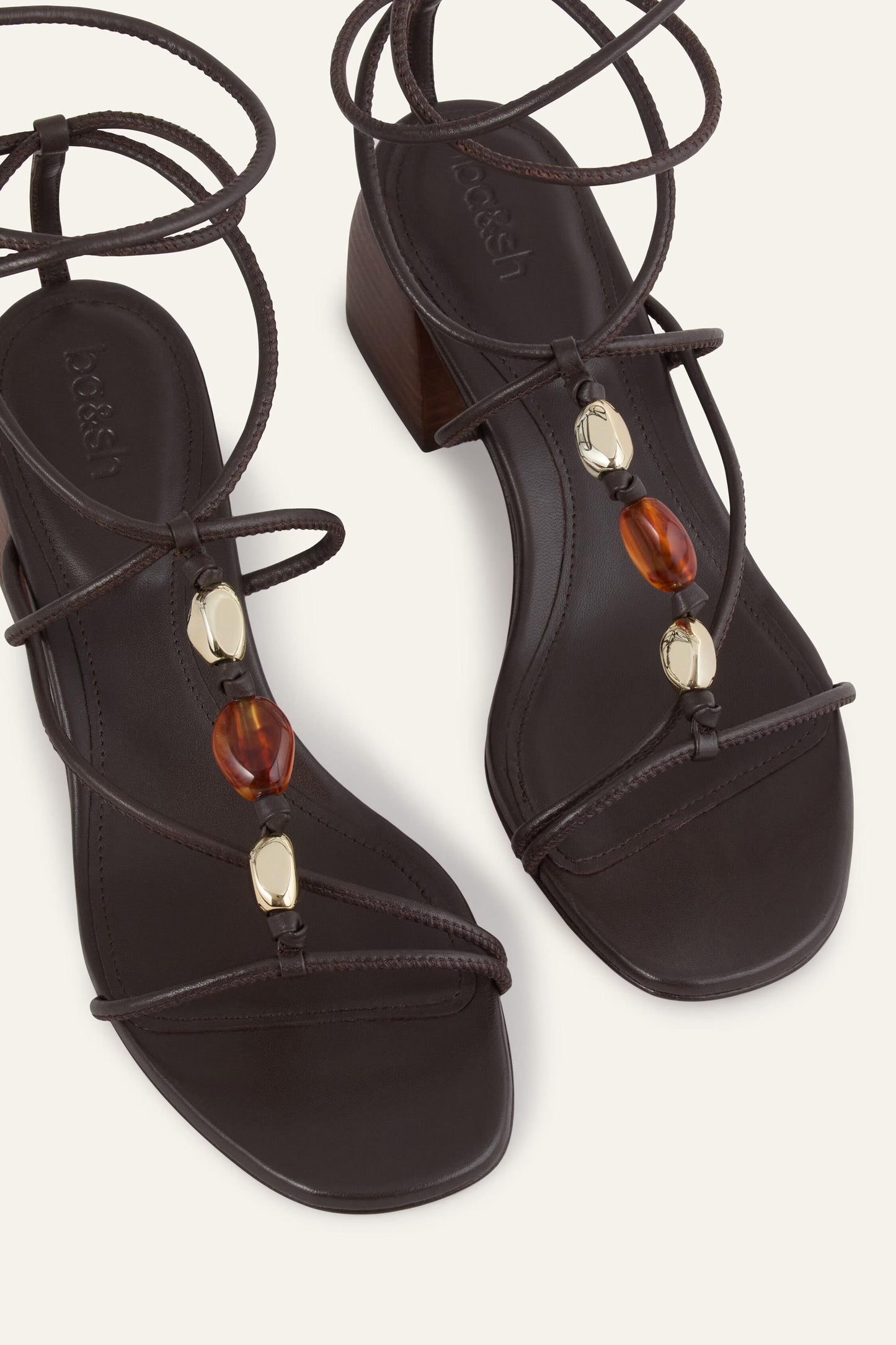 ba&sh Heeled Leather Sandals Caya Brown