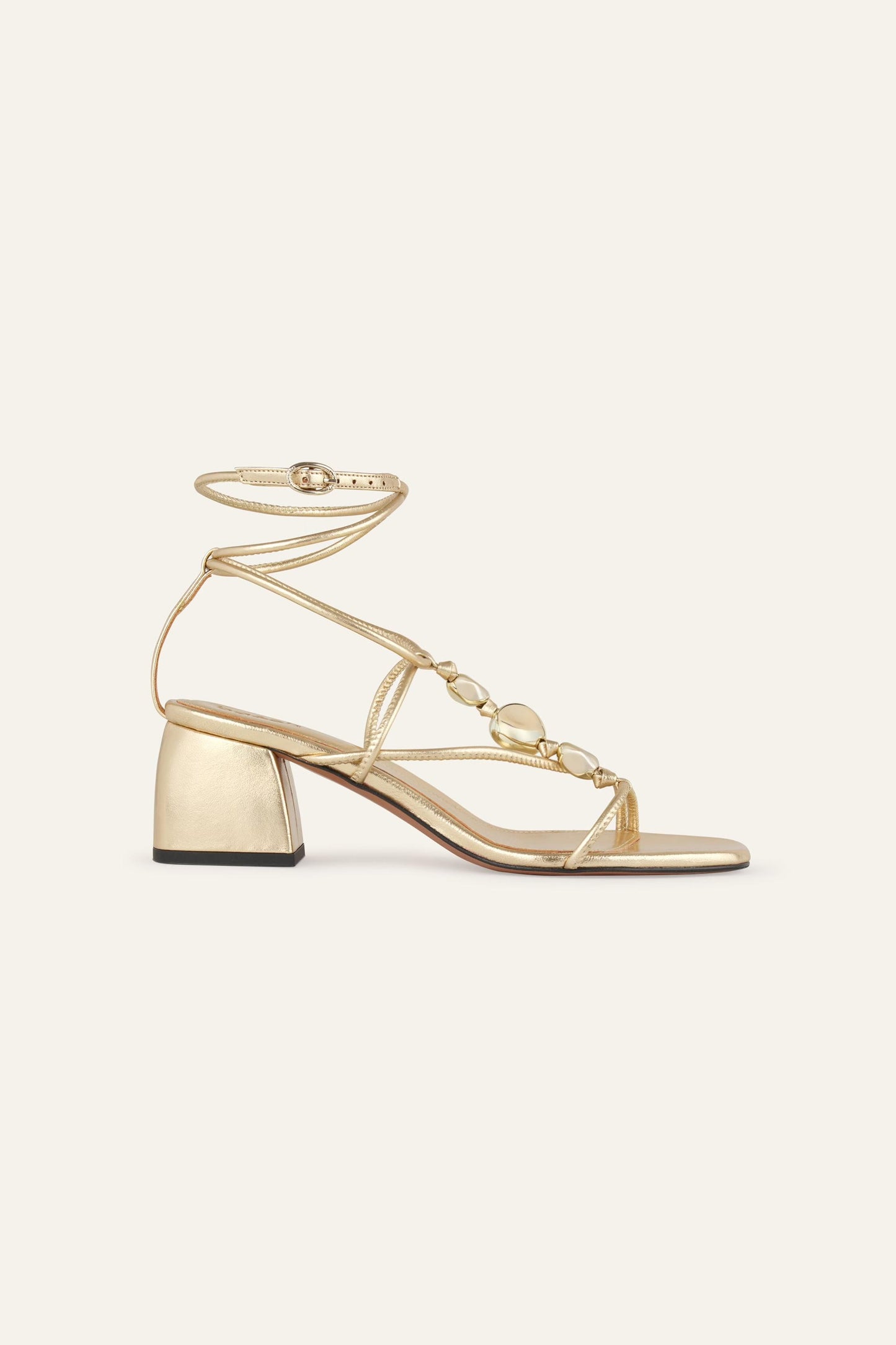 ba&sh Heeled Leather Sandals Caya Gold