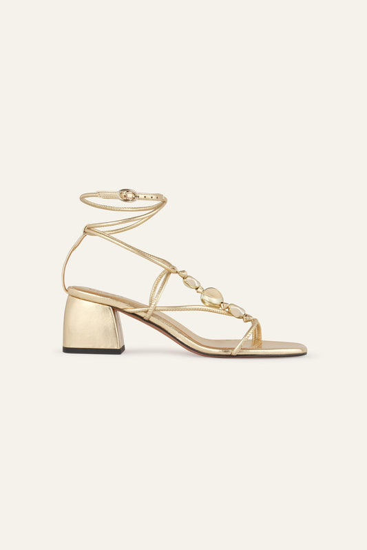 ba&sh Heeled Leather Sandals Caya Gold